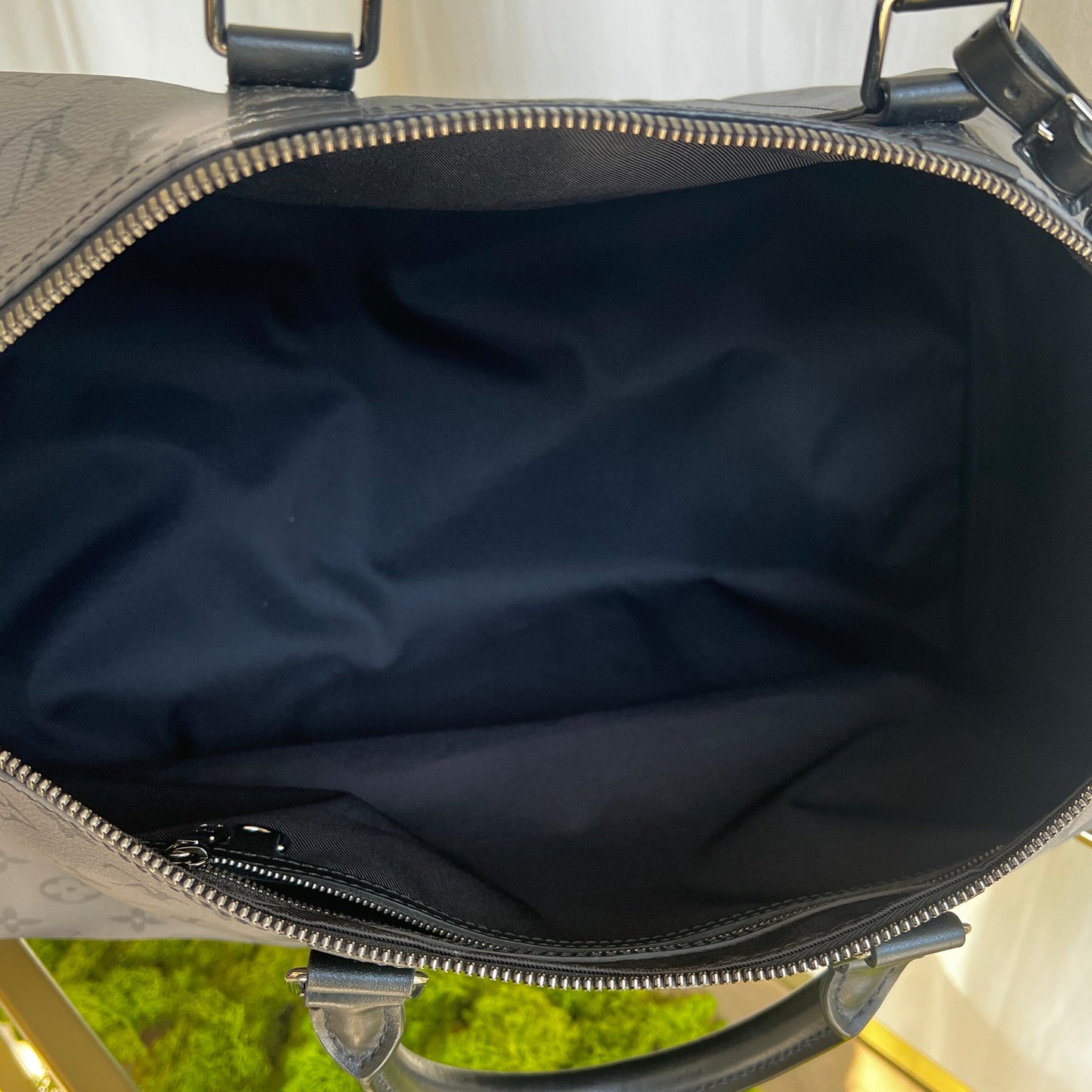 LOUIS VUITTON Monogram Eclipse Coated Canvas Keepall Bandouliere 50