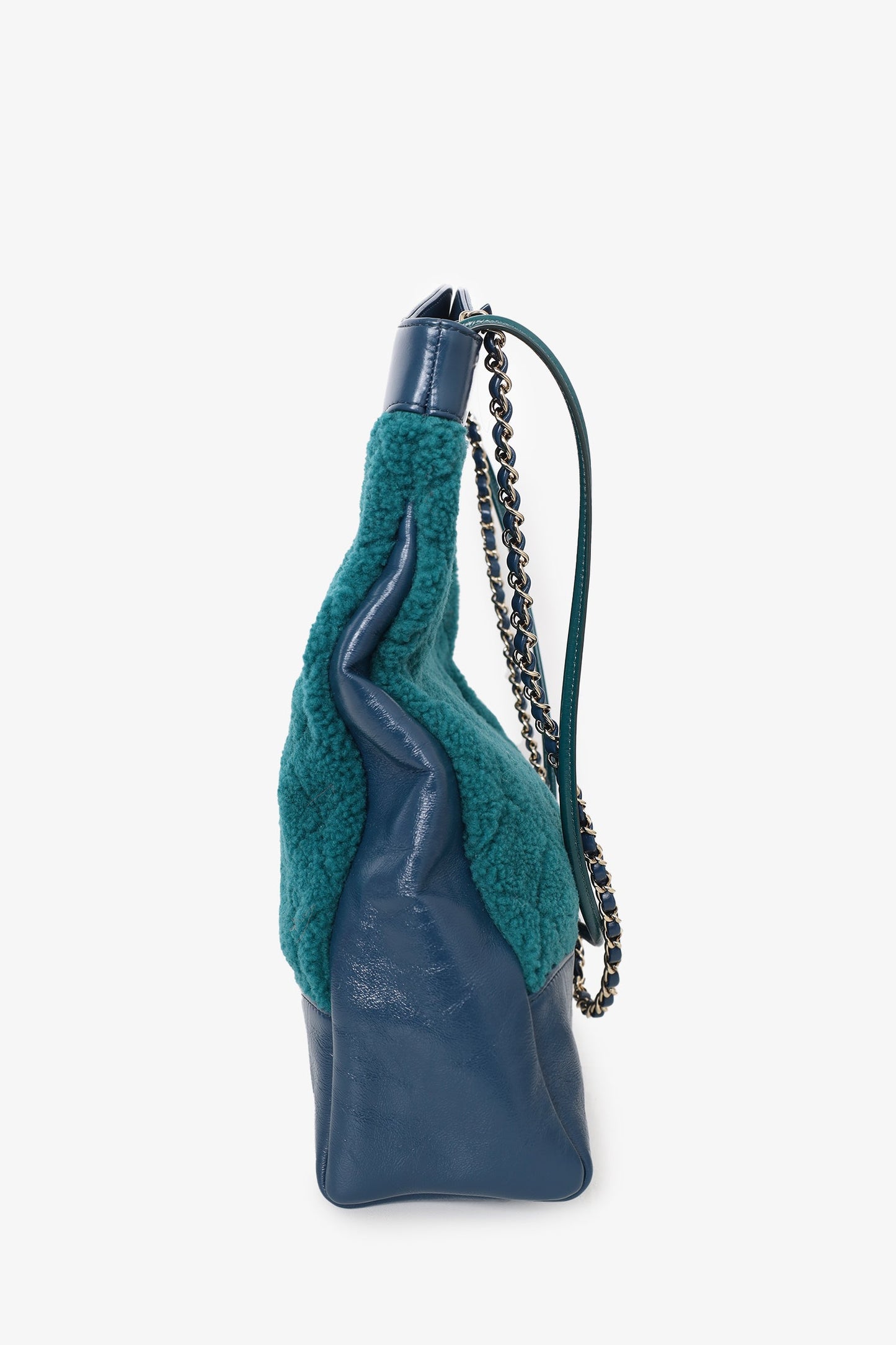 Pre-Loved Chanel™ 2019 Blue/Green Quilted Shearling/Leather 31 Shopping Bag