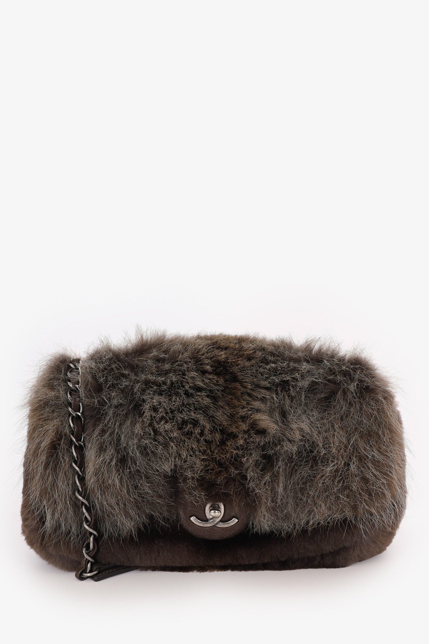 Pre-Loved Chanel™ 2013-14 Brown Fur CC Flap Bag
