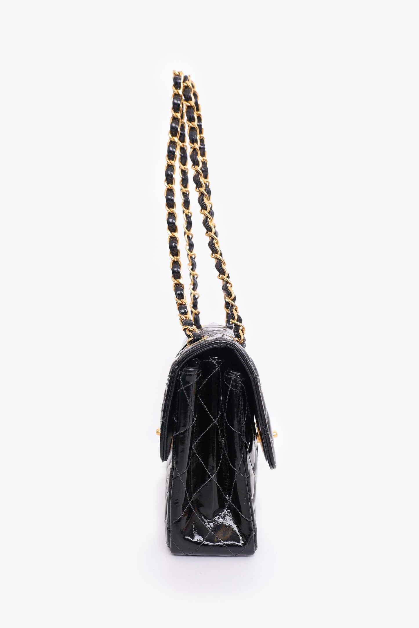 Pre-Loved Chanel™ 1996-97 Black Quilted Patent Double Sided Flap Bag