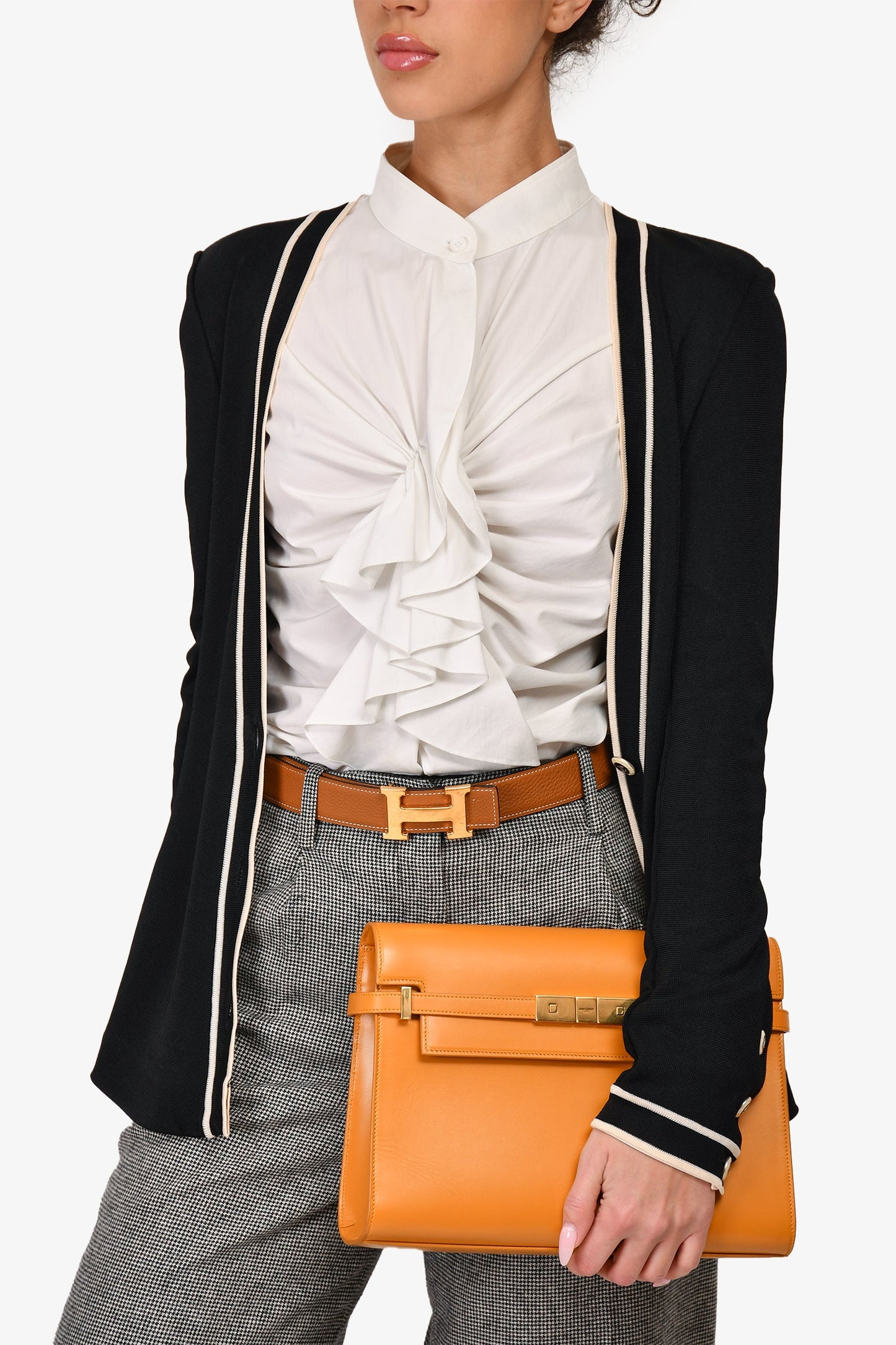 Saint Laurent Orange Leather Manhattan Shoulder Bag