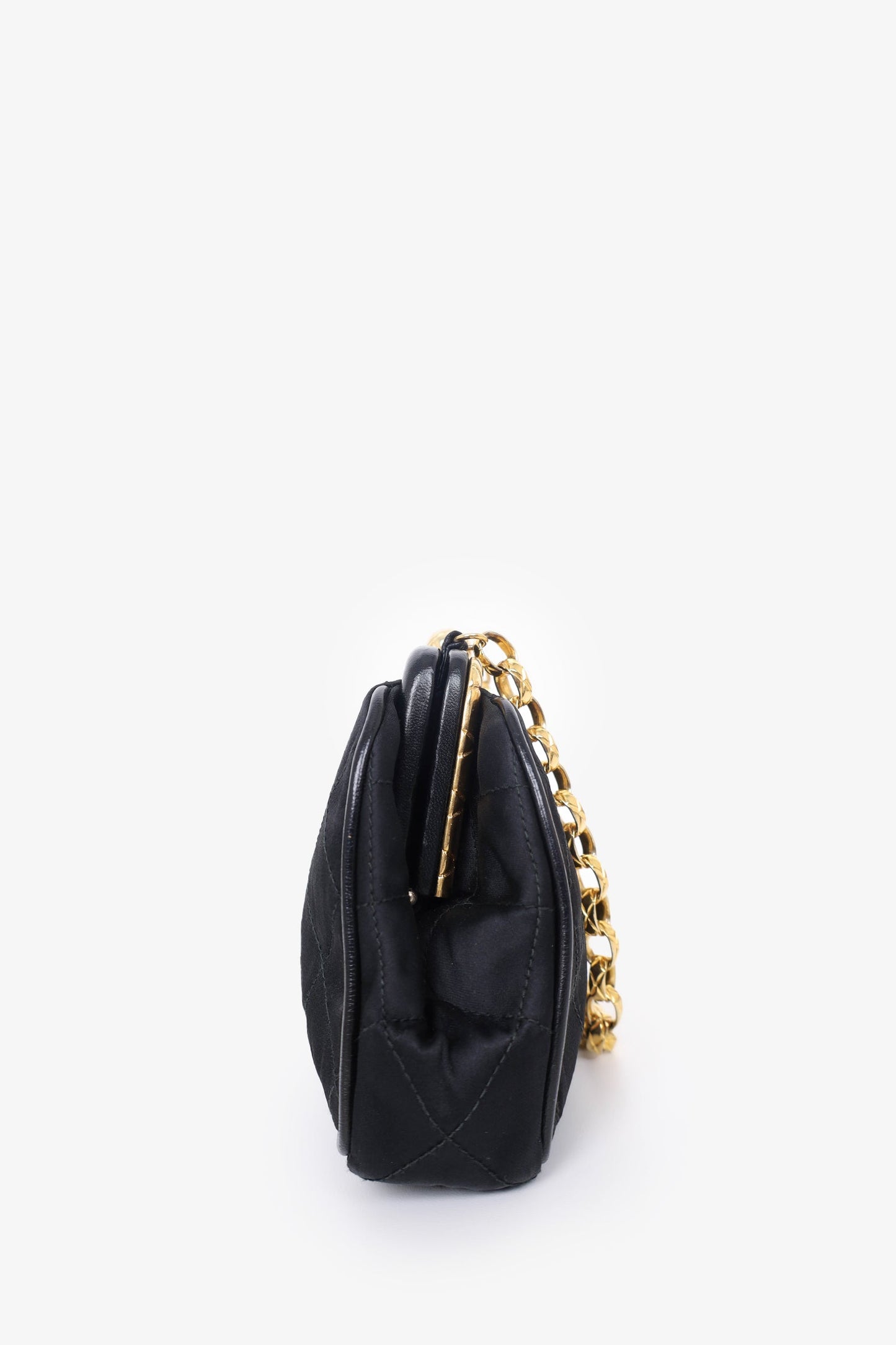 Pre-Loved Chanel™ 1989-1991 Black Satin Framed Mini Evening Bag