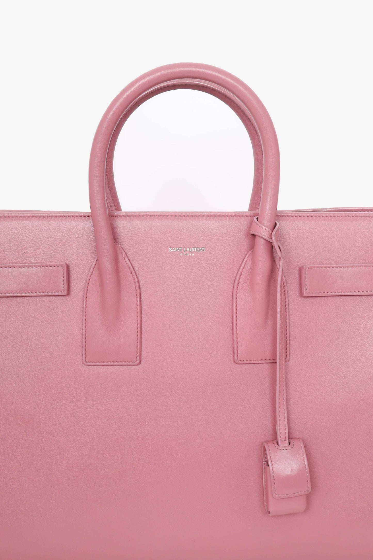 Saint Laurent Pink Leather Small Sac De Jour with Strap