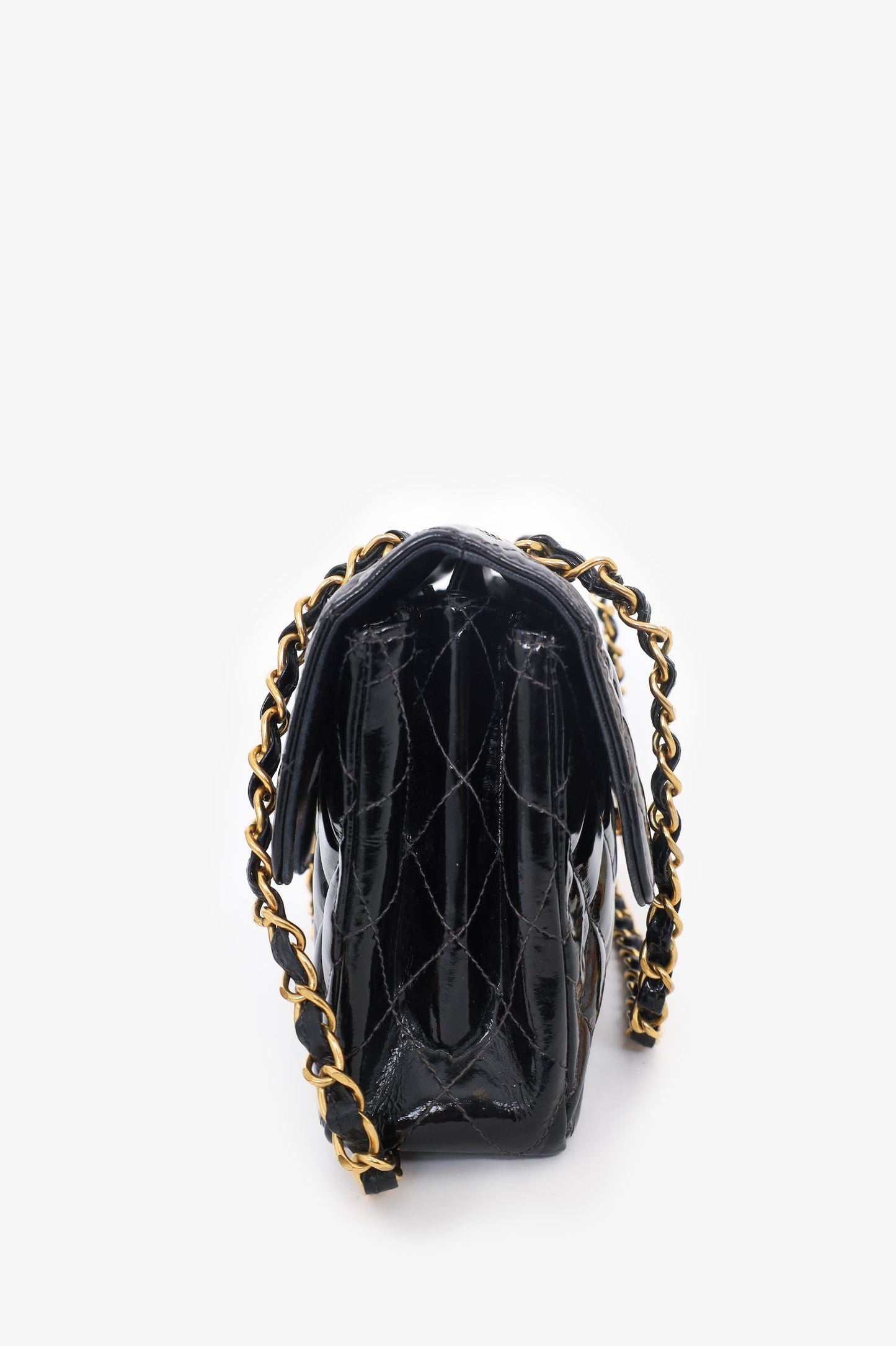 Pre-Loved Chanel™ 1996-97 Black Quilted Patent Double Sided Flap Bag