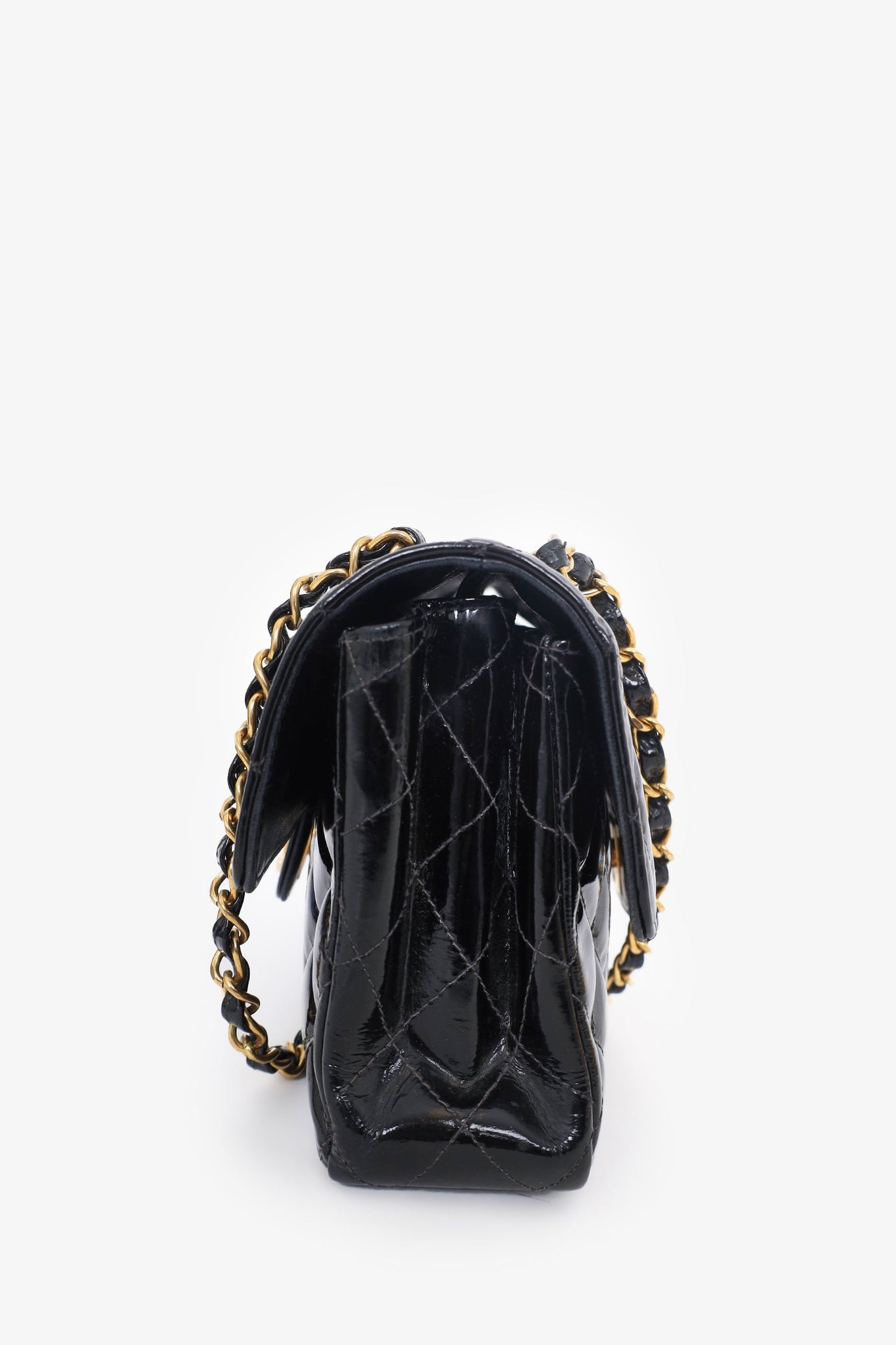 Pre-Loved Chanel™ 1996-97 Black Quilted Patent Double Sided Flap Bag