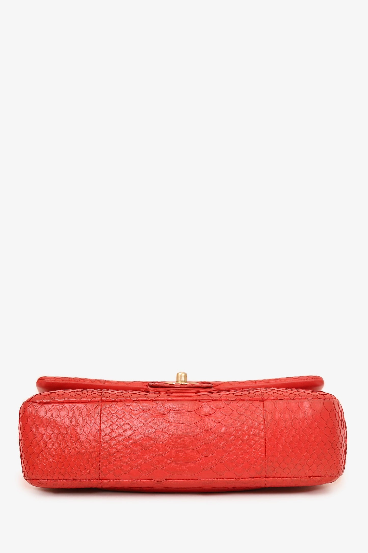 Pre-Loved Chanel™ 2016-17 Red Python Leather Medium Double Flap Bag
