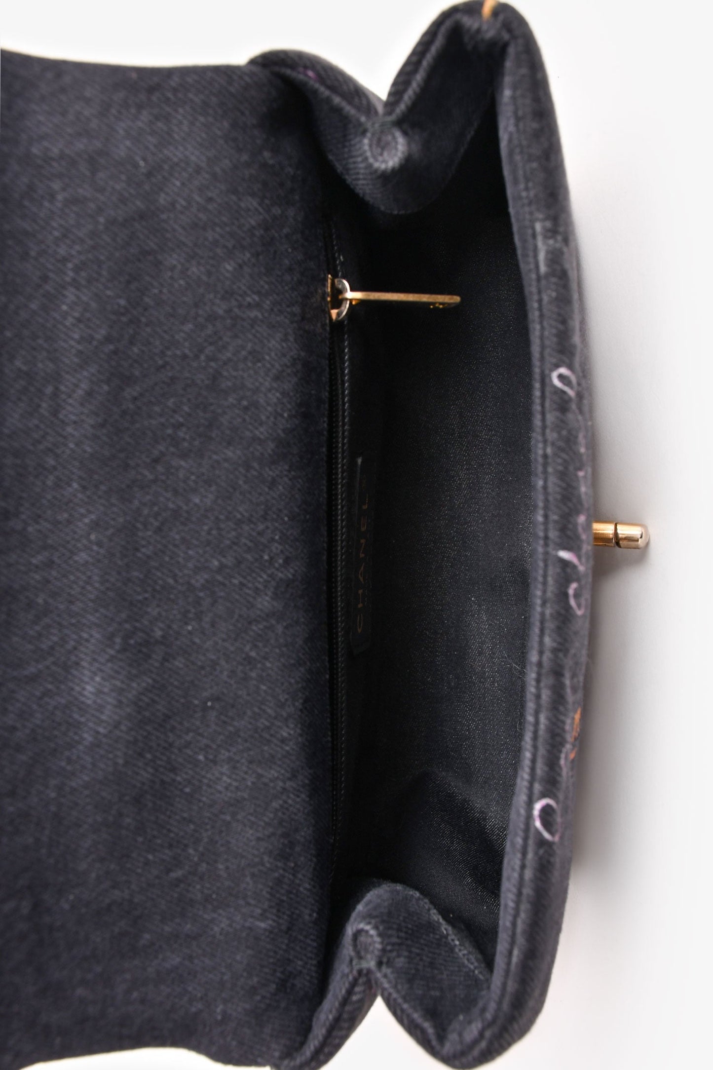 Pre-Loved Chanel™ 2022 Black Denim Mood Monogram Mini Flap Bag