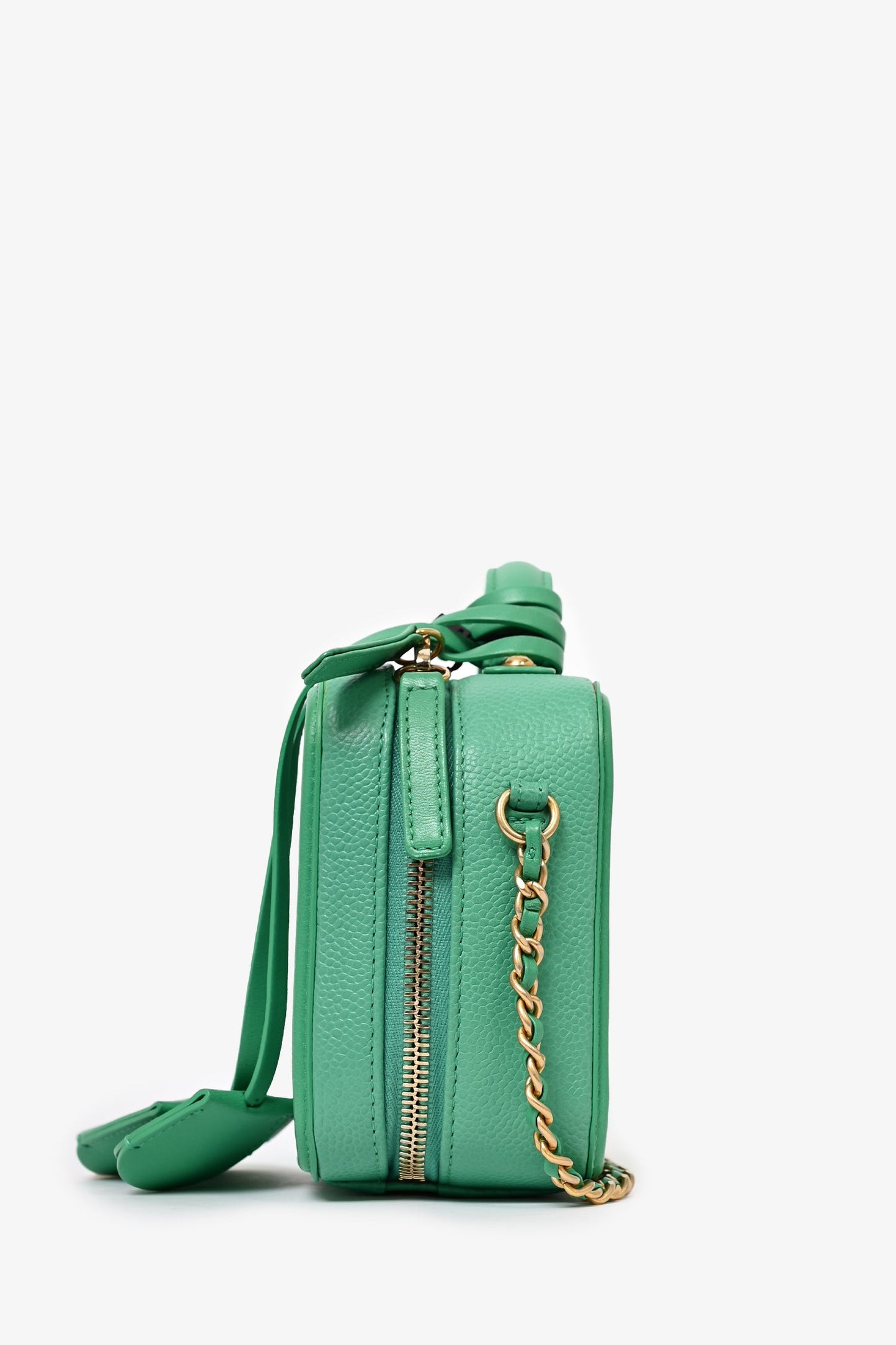 Pre-Loved Chanel™ 2017/18 Green Caviar Leather Small Filigree Vanity Case