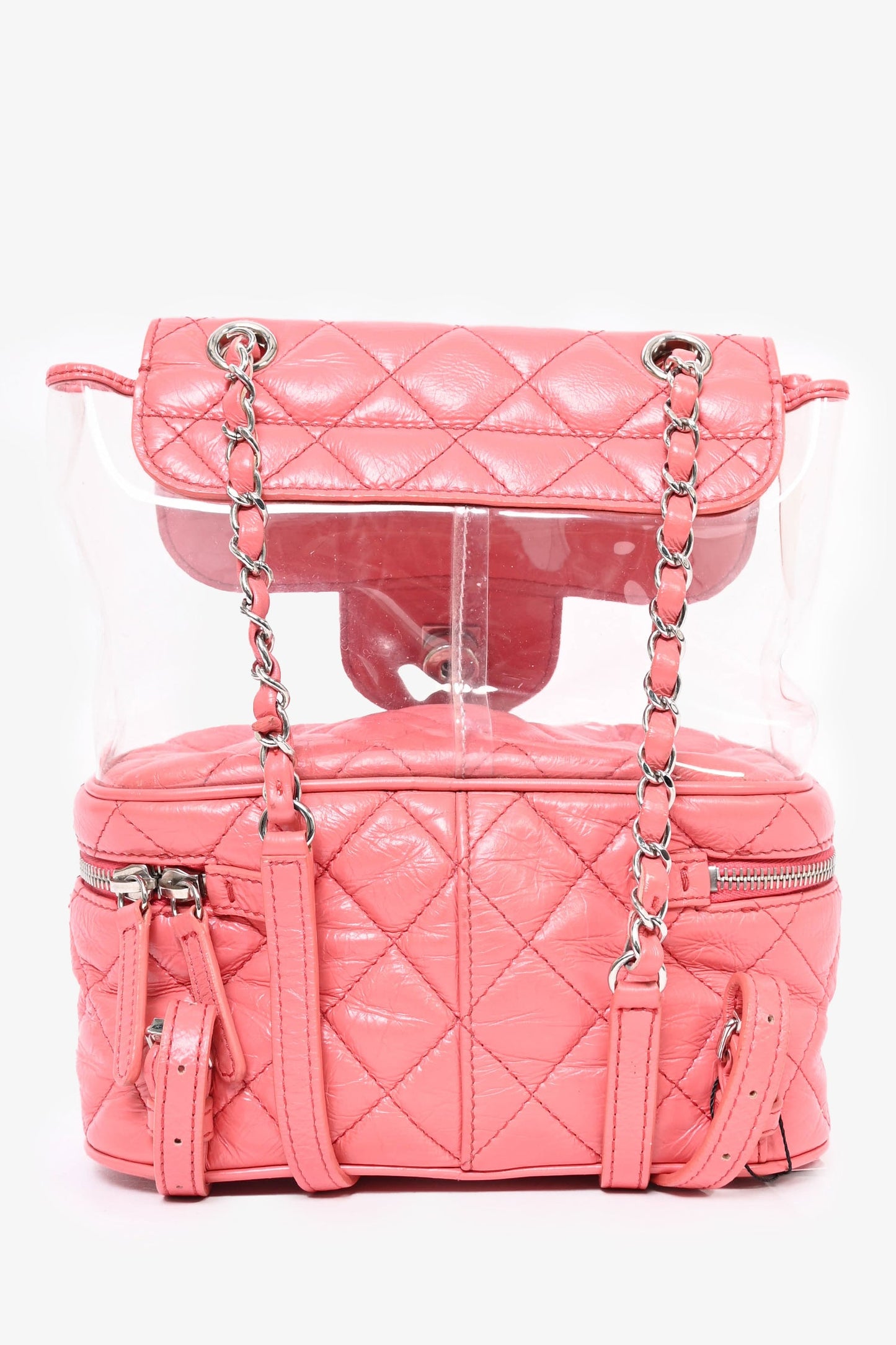 Pre-Loved Chanel™ 2018 Pink Calfskin Leather/PVC 'Aquarium' Backpack