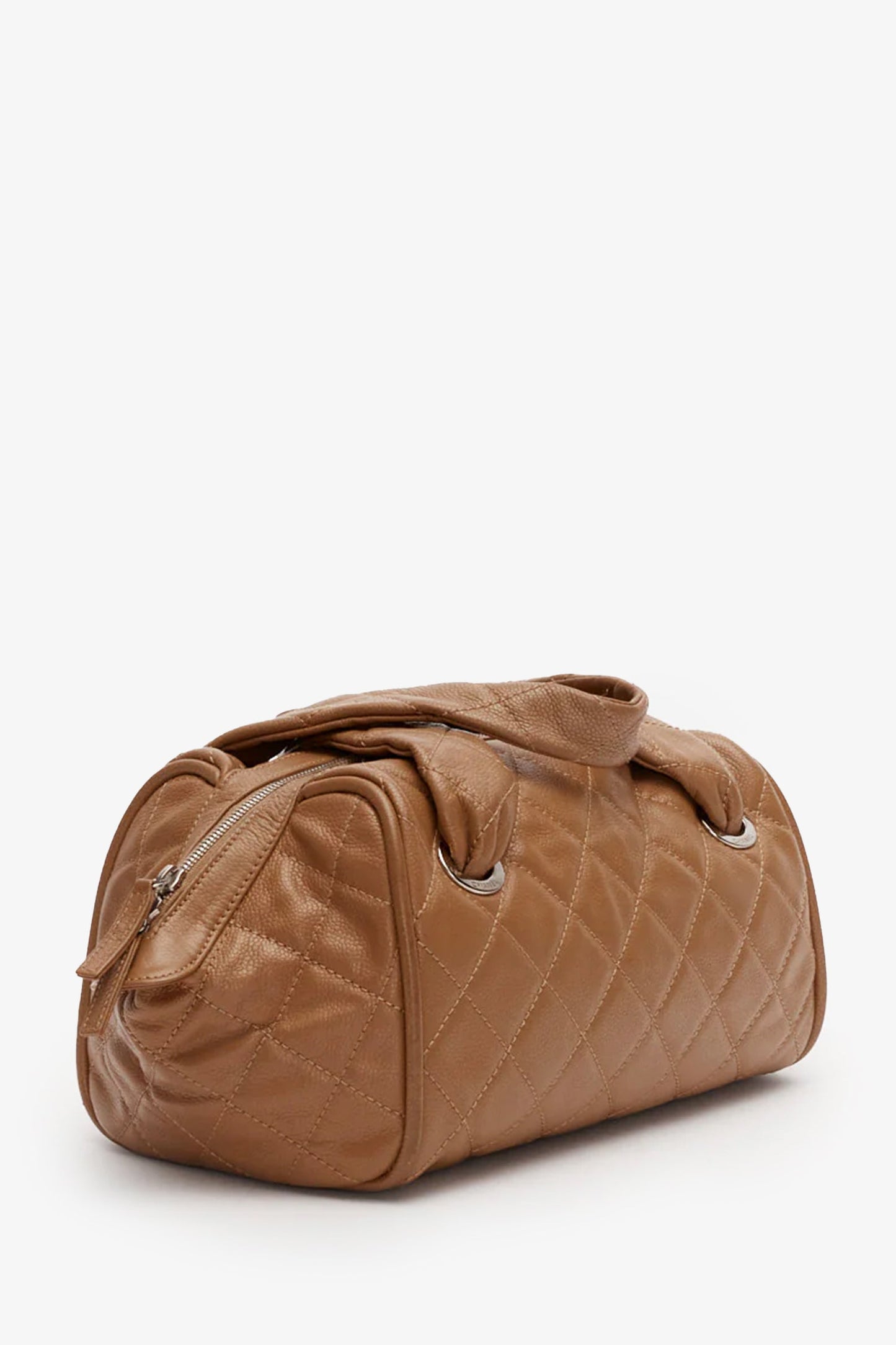 Pre-Loved Chanel™ Brown Quilted Caviar Leather Timeless Bowler Bag