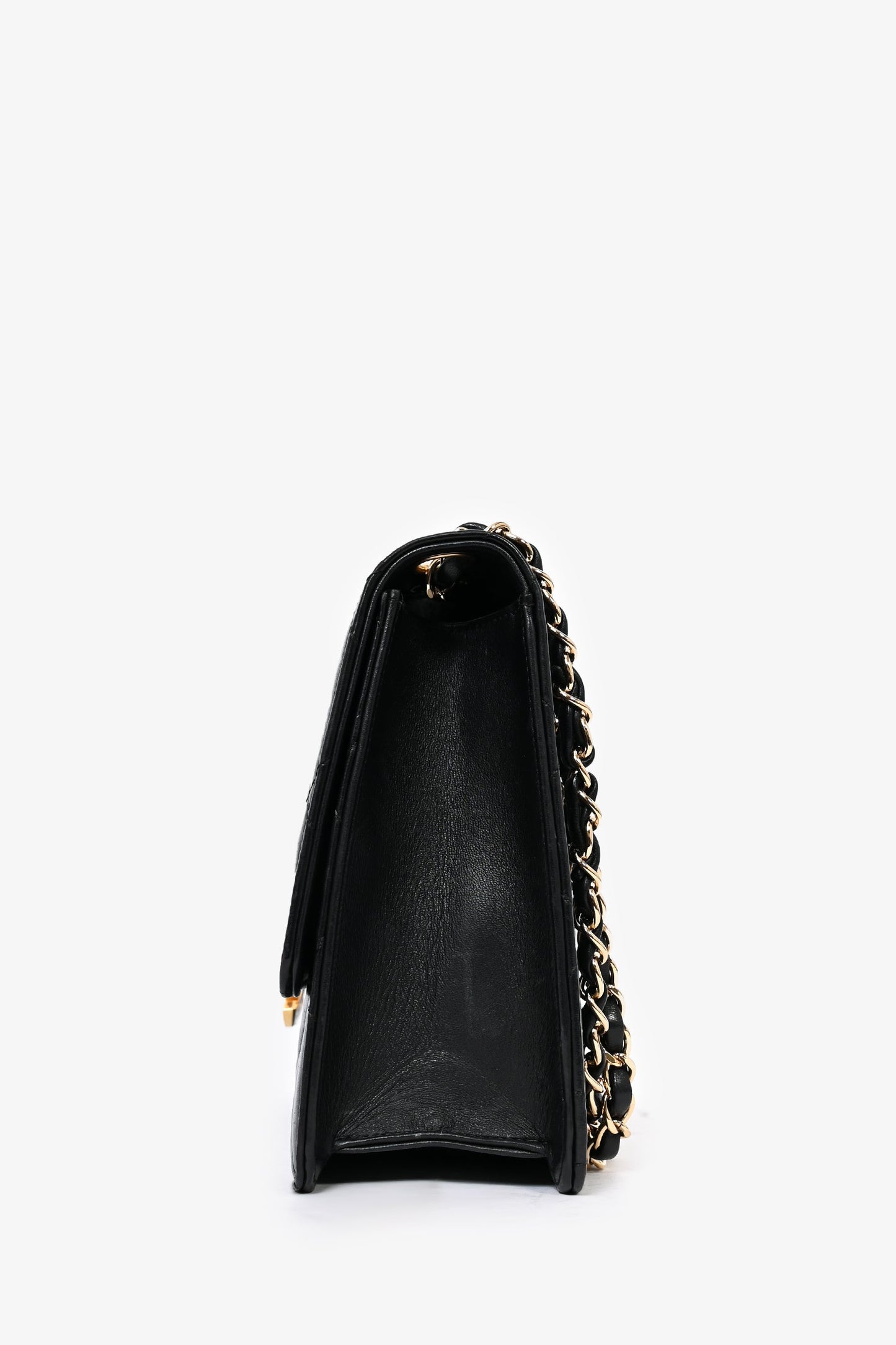 Pre-Loved Chanel™ Black Lambskin 2013/14 CC Golden Class Large Flap Shoulder Bag