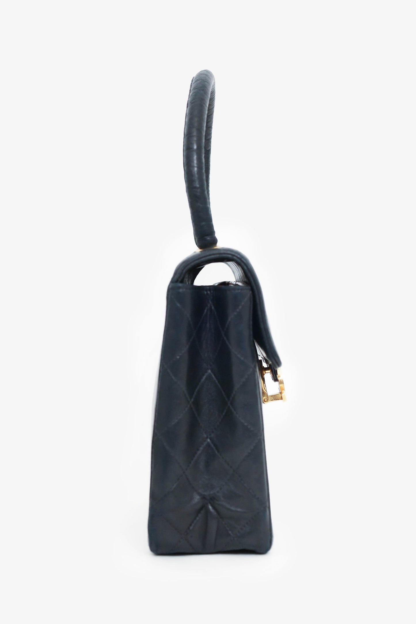 Pre-Loved Chanel™ 1991-94 Black Vertical Quilted Lambskin Top Handle Bag