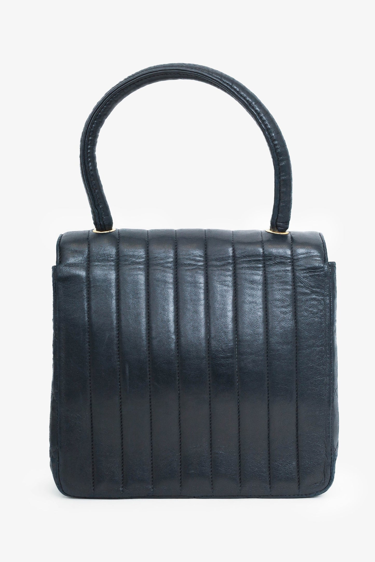 Pre-Loved Chanel™ 1991-94 Black Vertical Quilted Lambskin Top Handle Bag