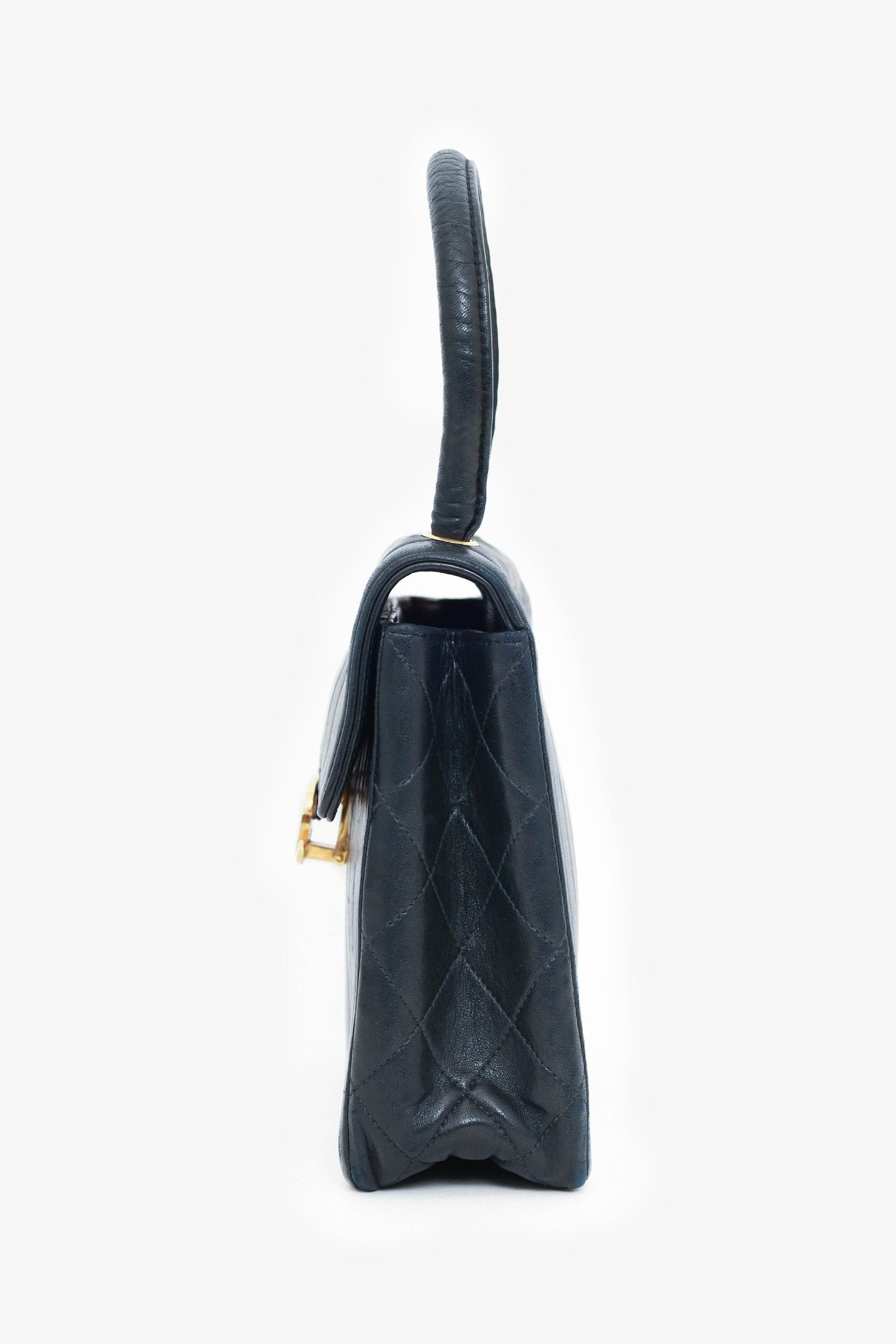 Pre-Loved Chanel™ 1991-94 Black Vertical Quilted Lambskin Top Handle Bag