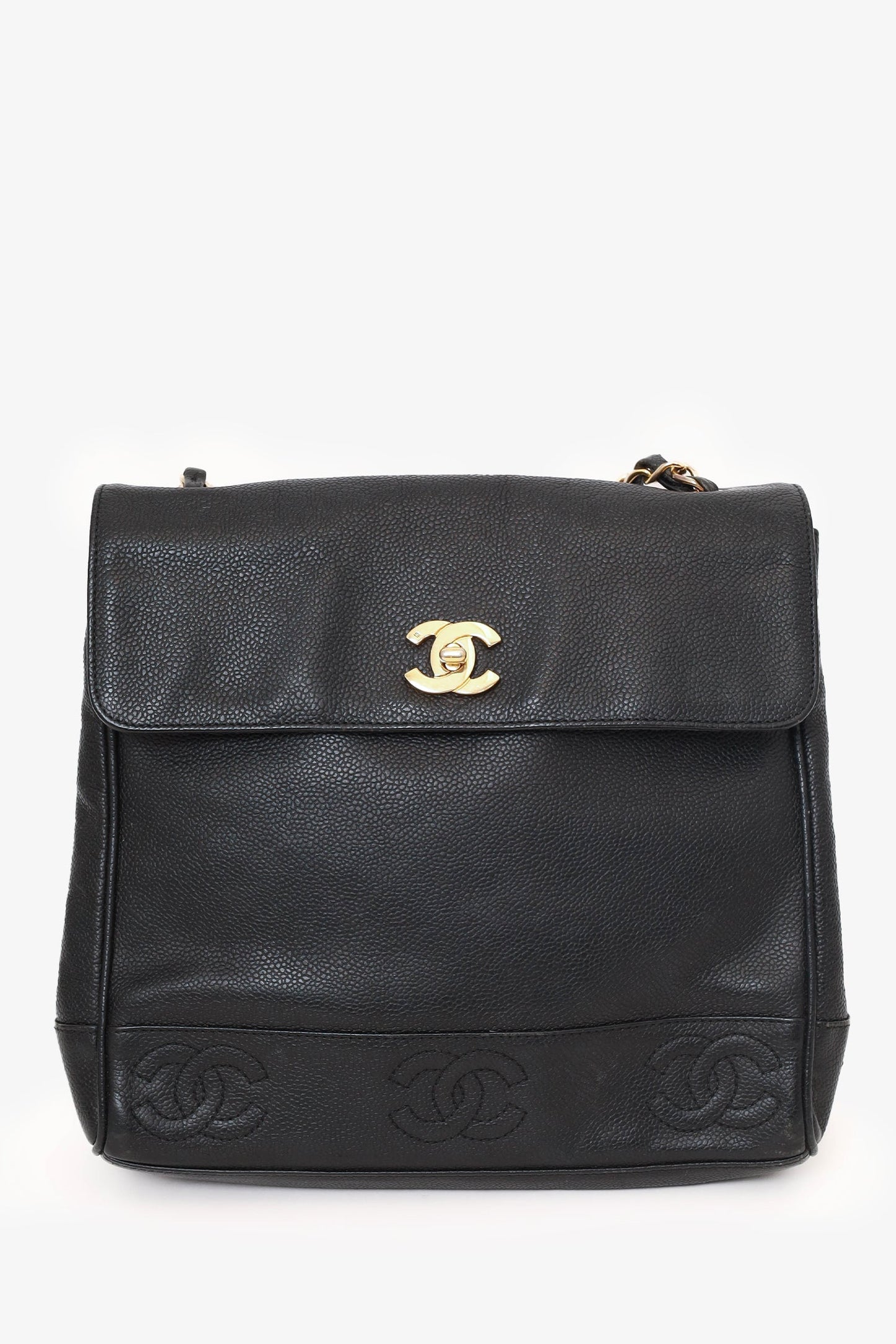 Pre-Loved Chanel™ 1996-97 Black Caviar Leather Triple CC Shoulder Bag
