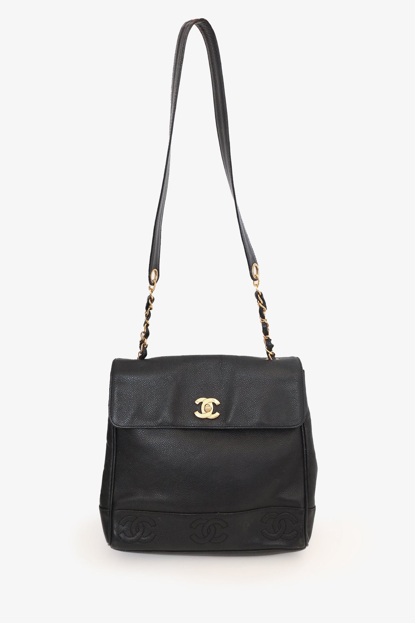 Pre-Loved Chanel™ 1996-97 Black Caviar Leather Triple CC Shoulder Bag