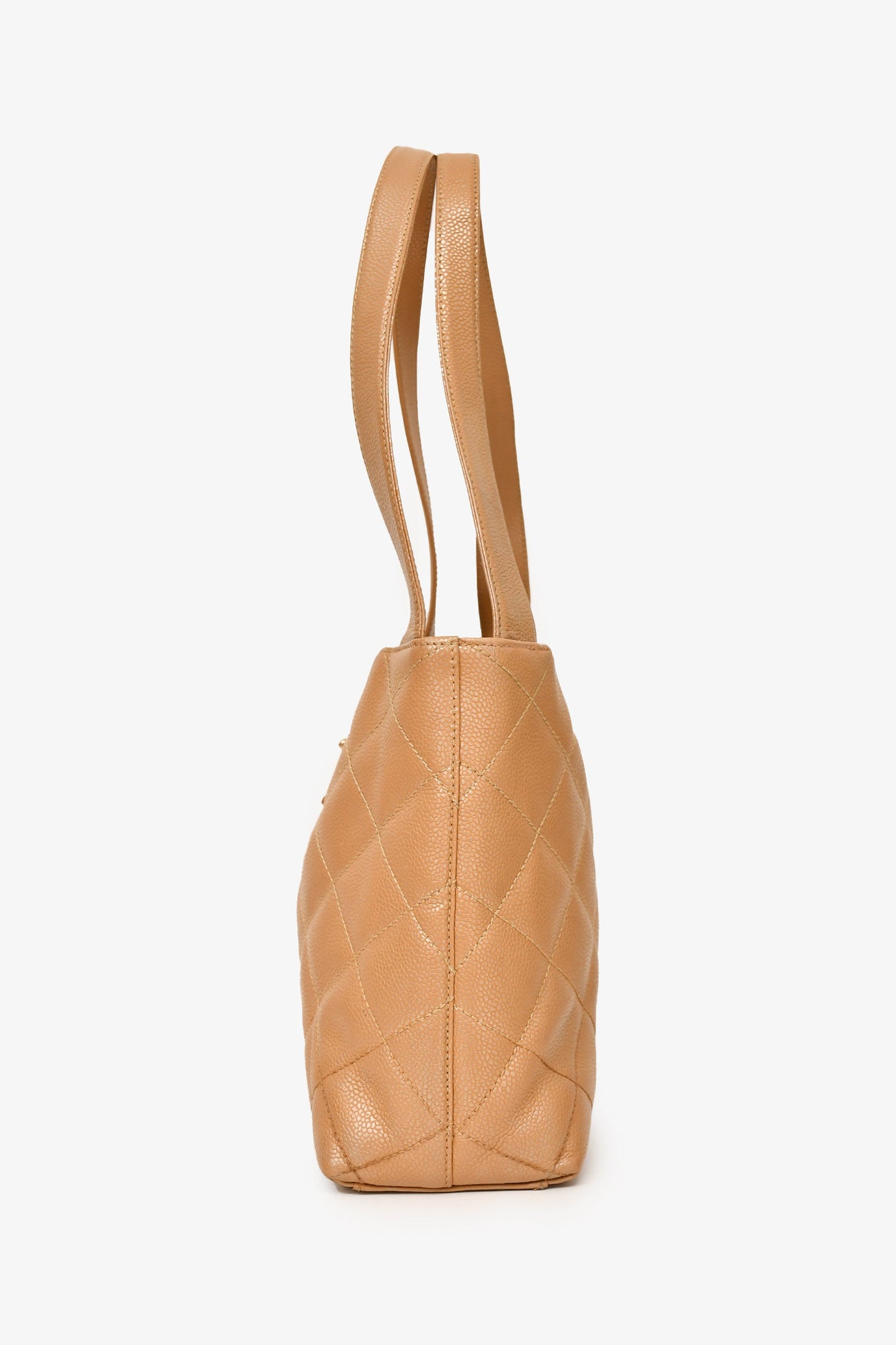 Pre-Loved Chanel™ 2000-02 Beige Caviar Leather Coco Mark Shoulder Bag