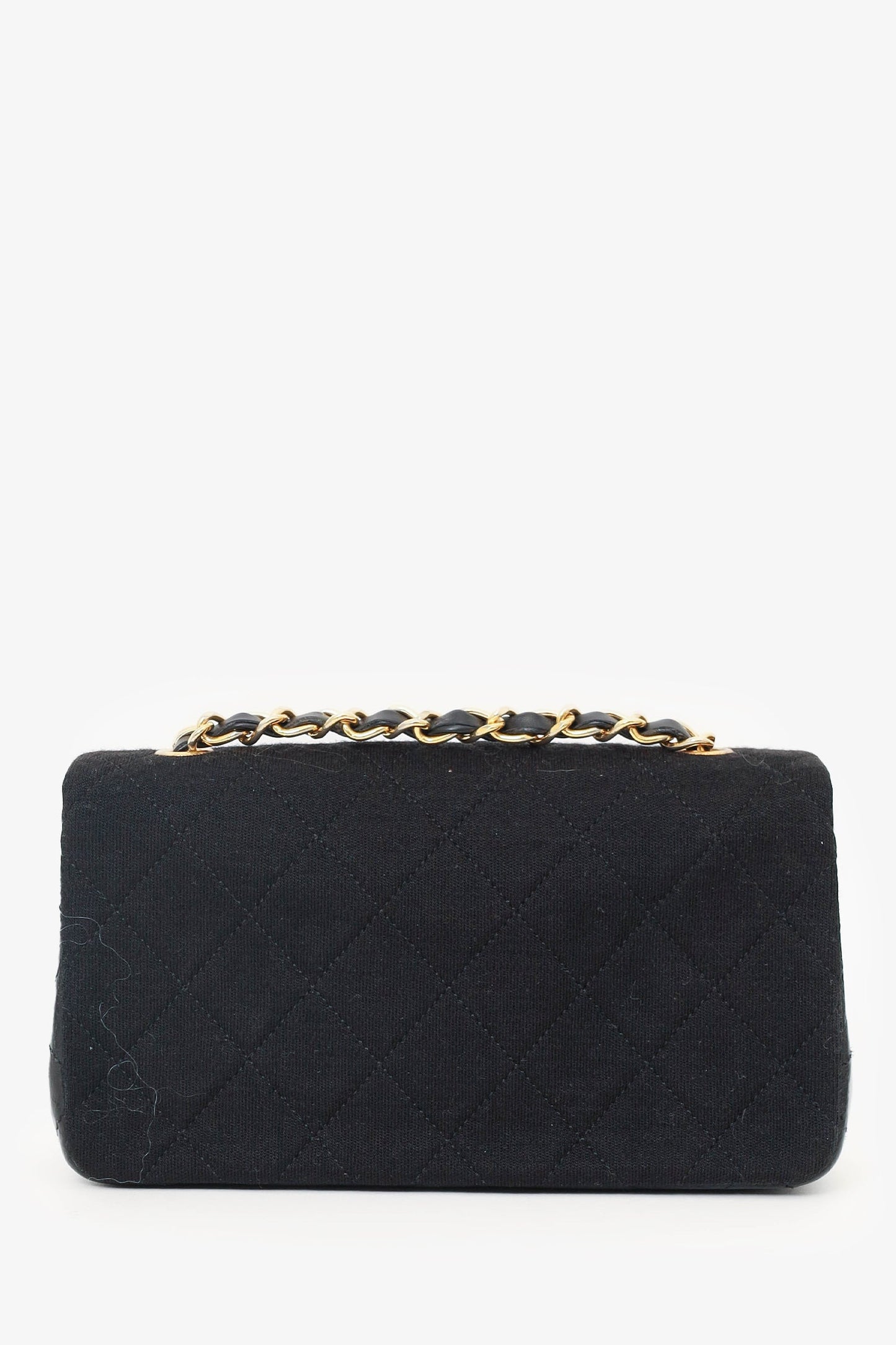 Pre-Loved Chanel™ 1989-91 Black Jersey/Lambskin Mini Full Flap Bag