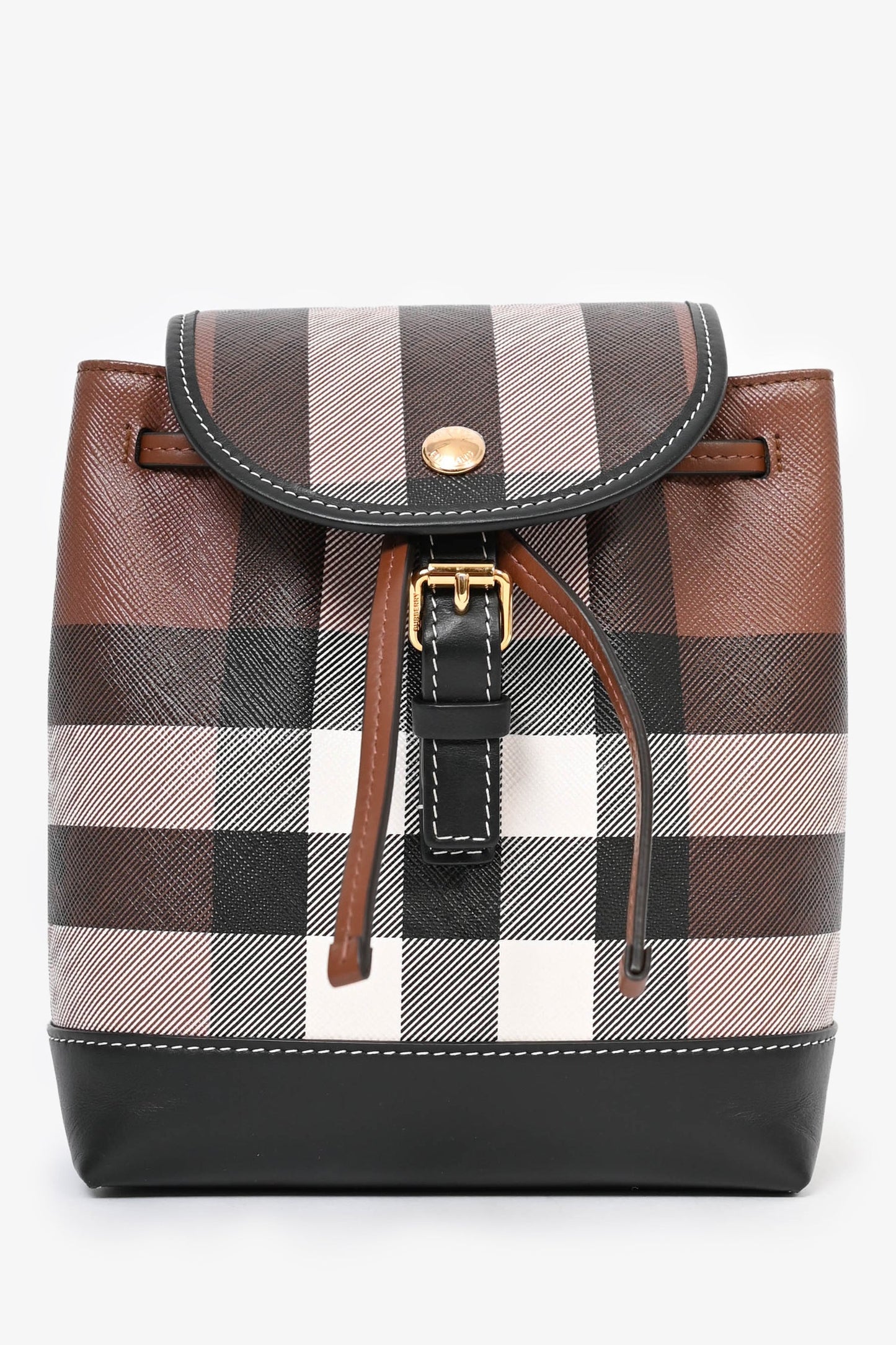 Burberry Brown/Black Check Leather Nano Backpack