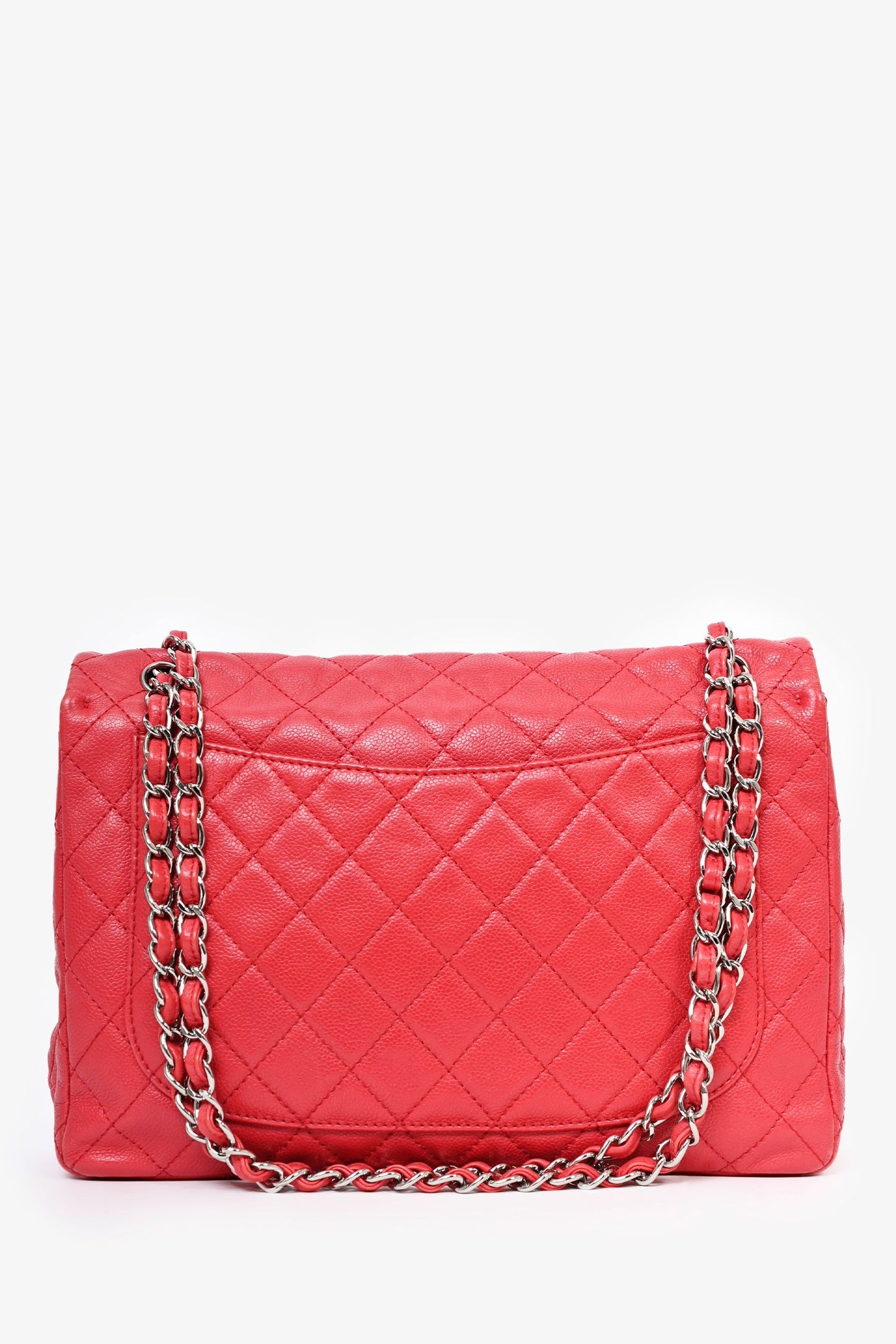 Pre-Loved Chanel™ 2008/09 Red Caviar Leather CC Quilted Maxi Shoulder Bag