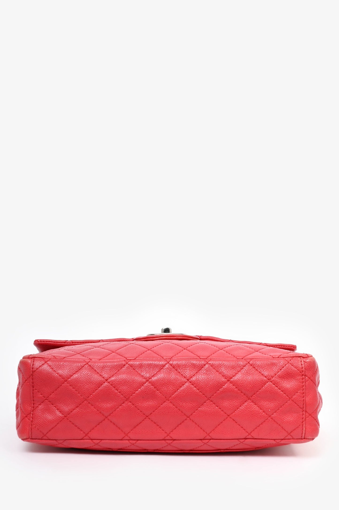 Pre-Loved Chanel™ 2008/09 Red Caviar Leather CC Quilted Maxi Shoulder Bag