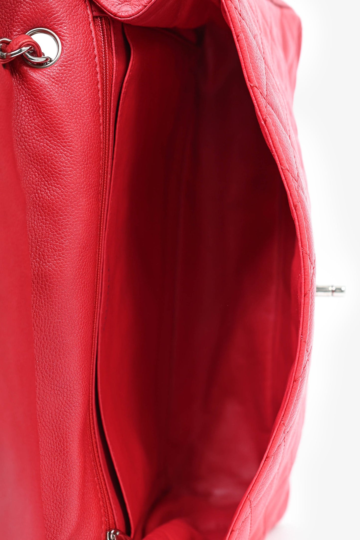 Pre-Loved Chanel™ 2008/09 Red Caviar Leather CC Quilted Maxi Shoulder Bag