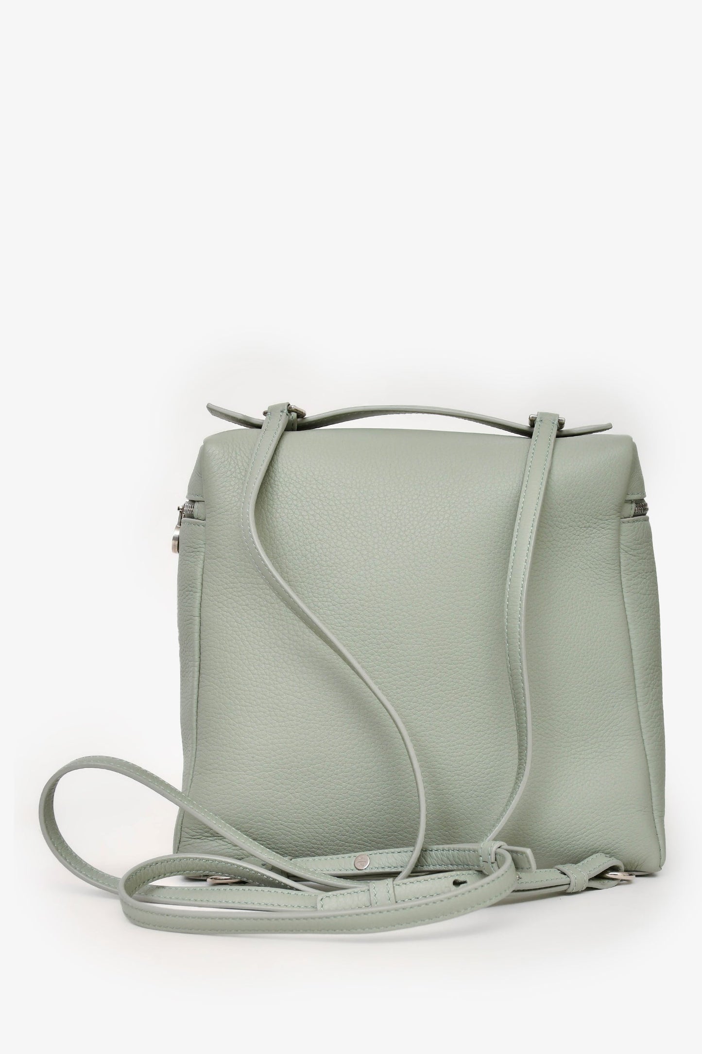 Loro Piana 'Eucalyptus' Seafoam Green Grained Leather Extra Pocket Backpack