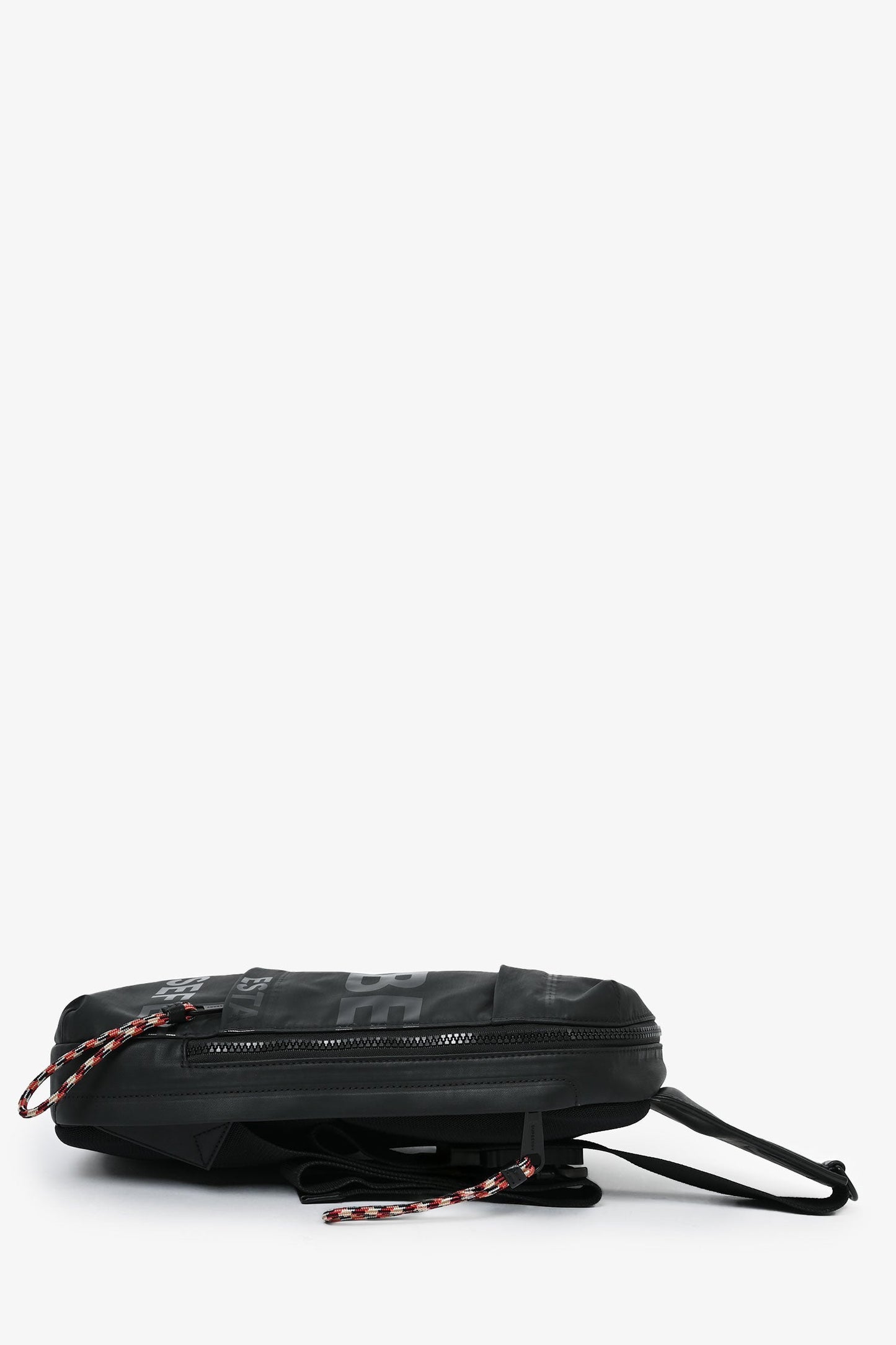 Burberry Black Logo-Print Leather-Trimmed Coated-Canvas Sling Backpack