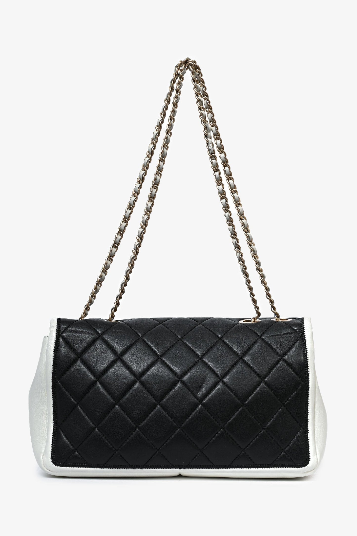 Pre-Loved Chanel™ 2012/13 Black/White Lambskin Medium Graphic Flap Bag (Refurbished)