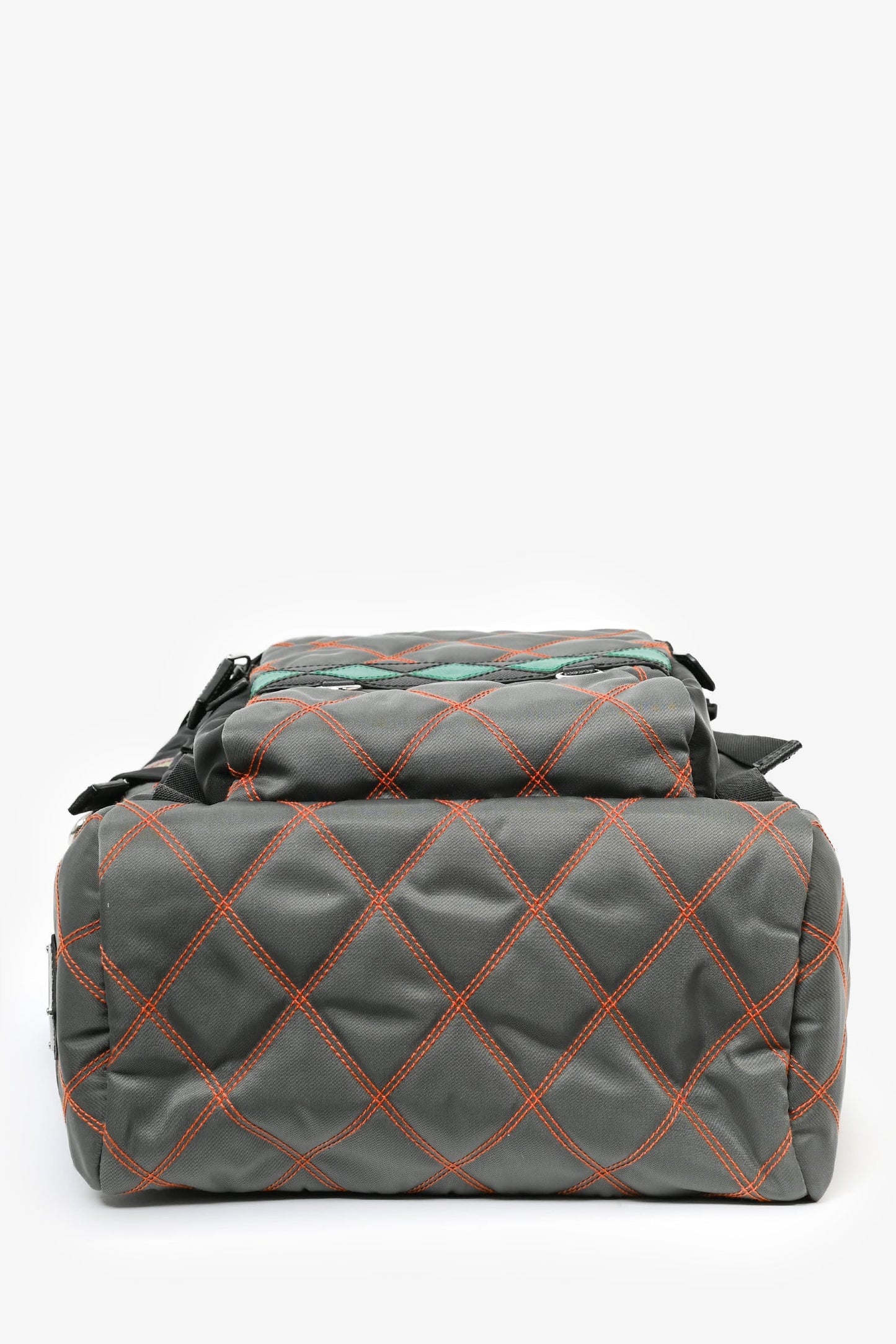 Prada 2017 S/S Runway Grey/Multi Nylon Contrast Stitch Backpack