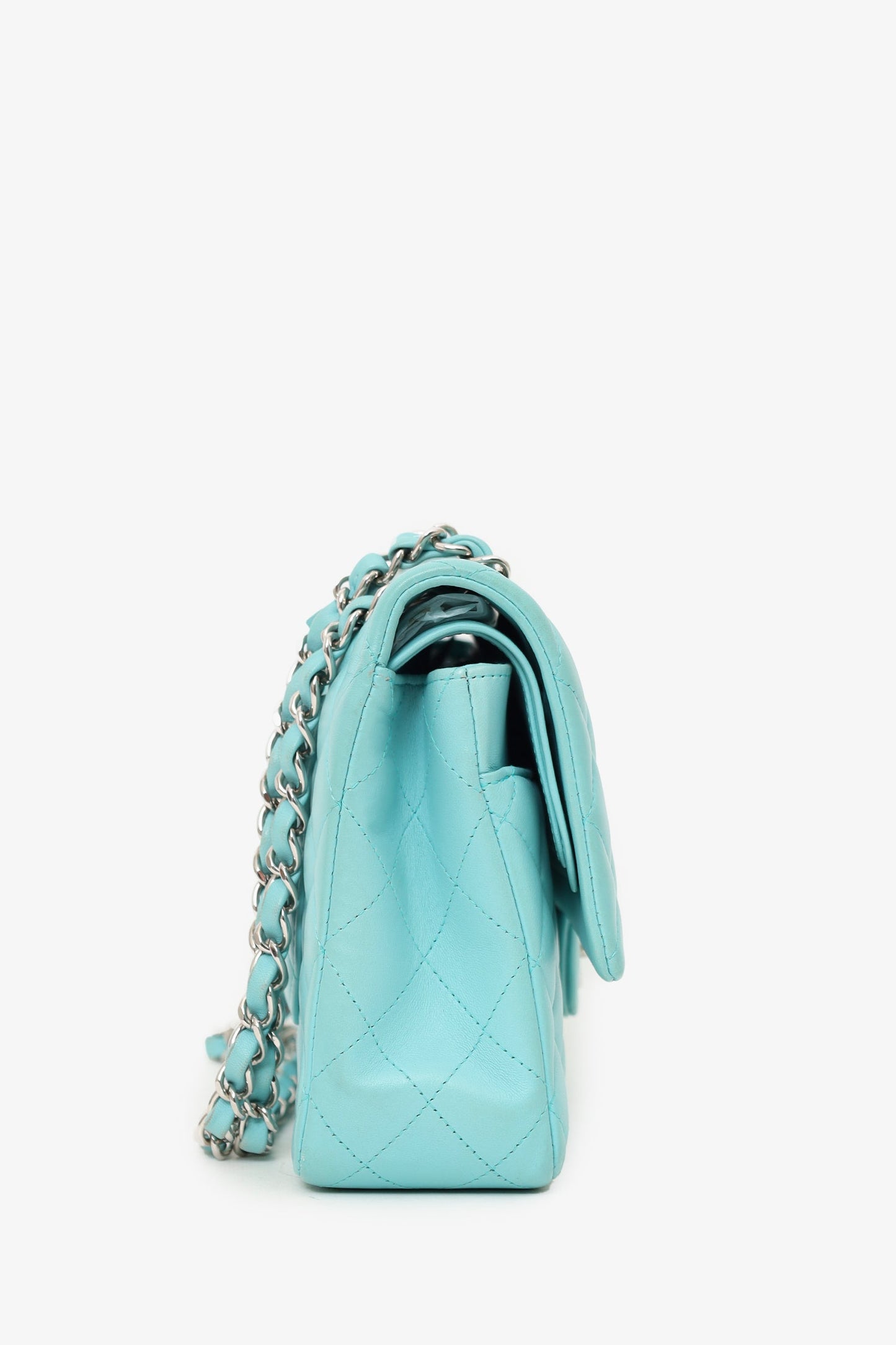 Pre-Loved Chanel™ 2019 Turquoise Leather Quilted Double Flap (As Is)