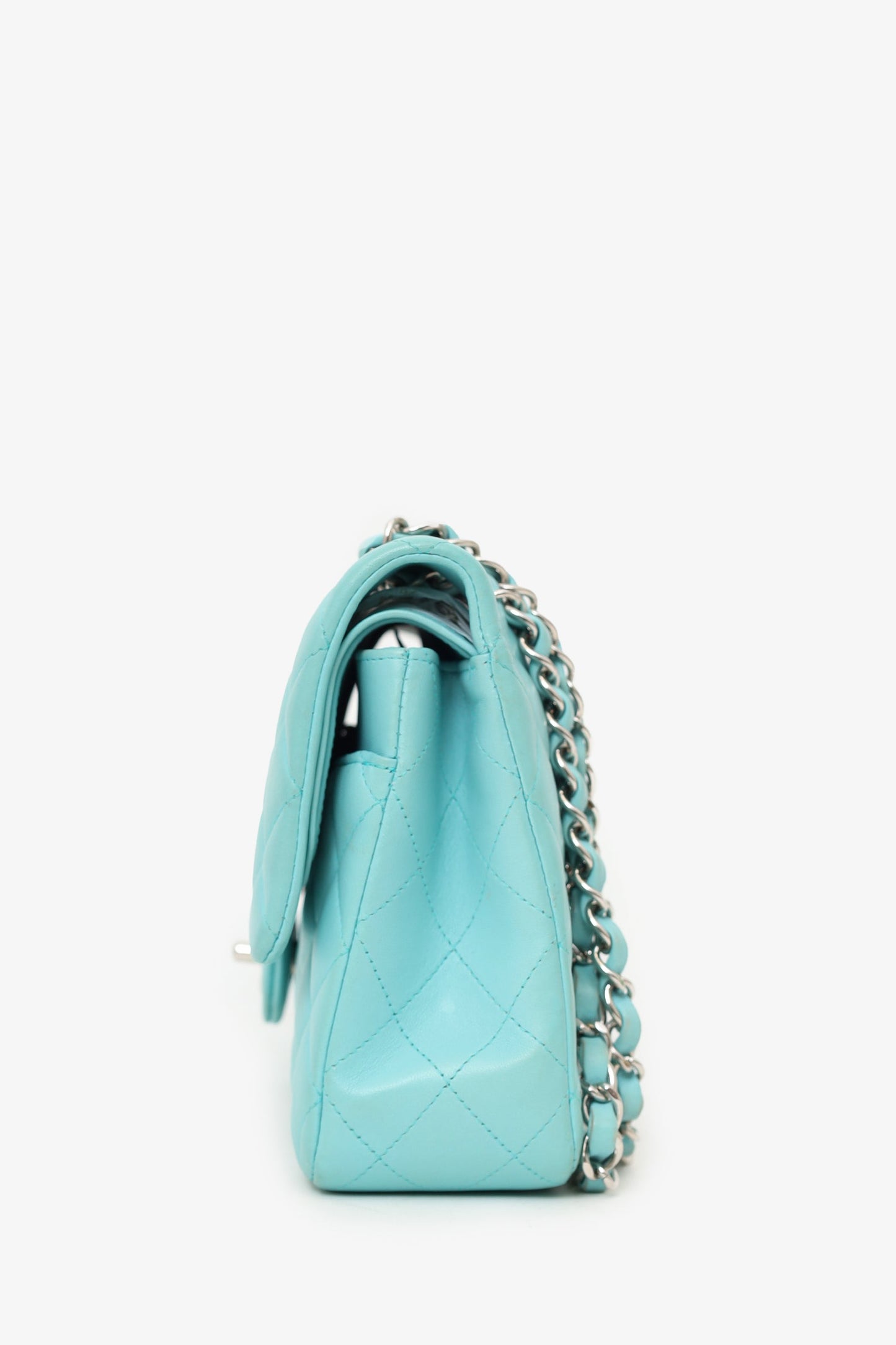 Pre-Loved Chanel™ 2019 Turquoise Leather Quilted Double Flap (As Is)