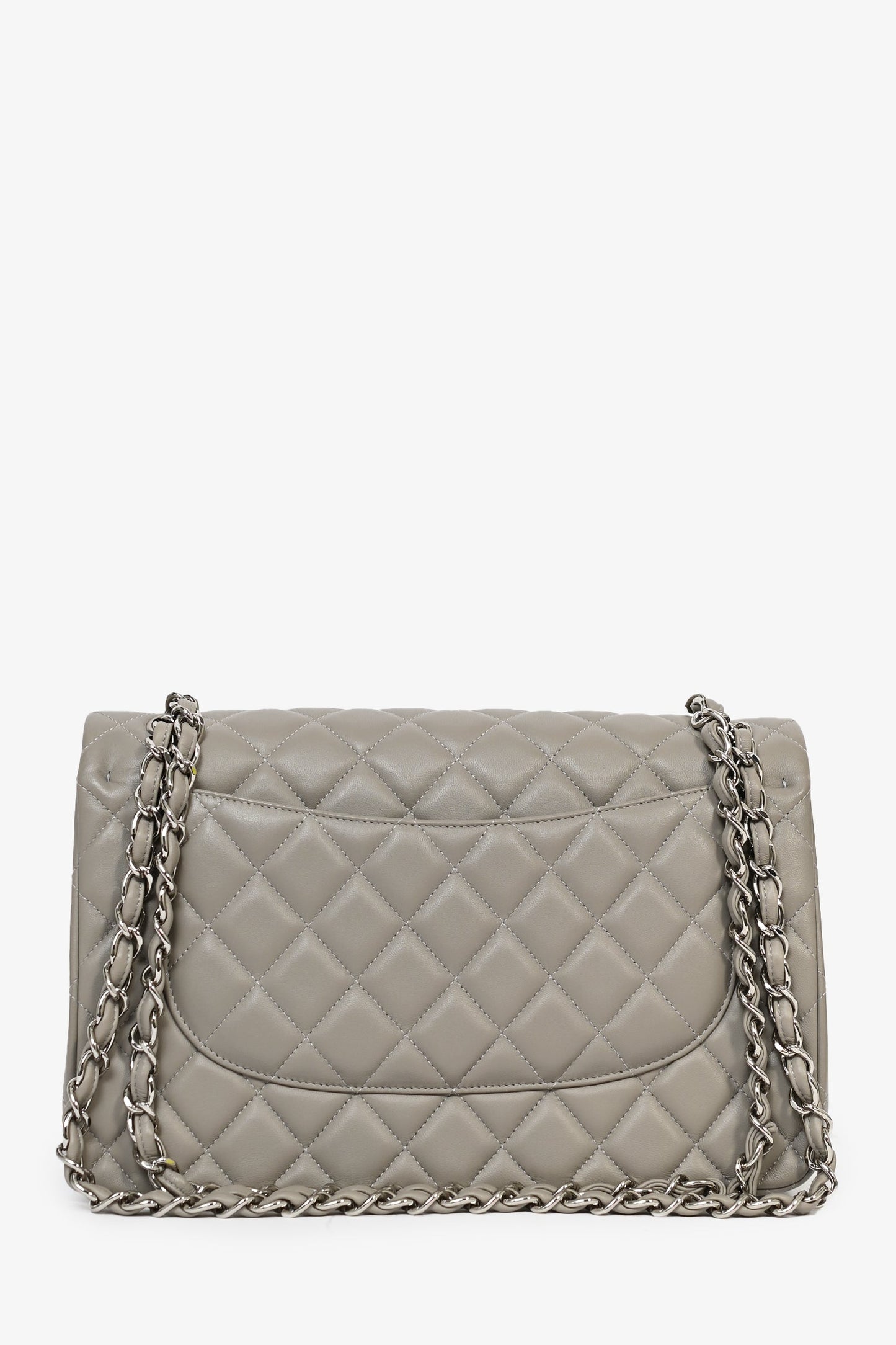 Pre-Loved Chanel™ 2019/20 Grey Lambskin Leather Jumbo Double Flap