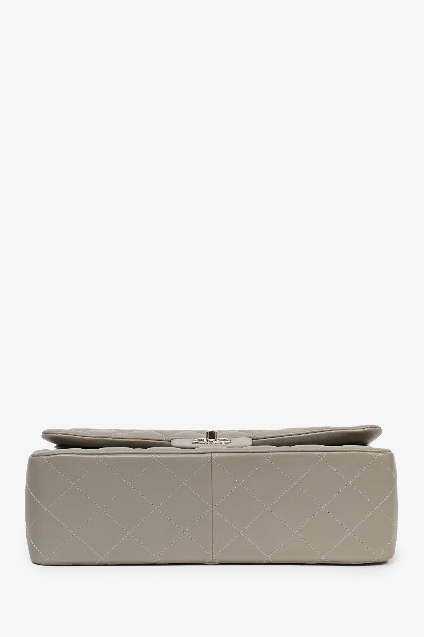 Pre-Loved Chanel™ 2019/20 Grey Lambskin Leather Jumbo Double Flap