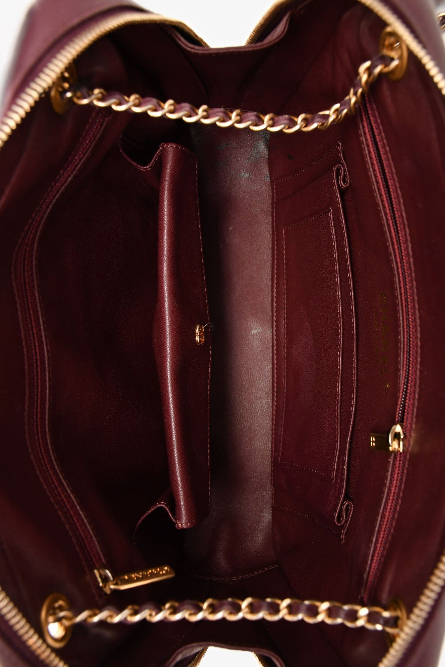 Pre-Loved Chanel™ 2015-16 Eggplant Purple Diagonal Leather Camera Case Double Chain Shoulder Bag