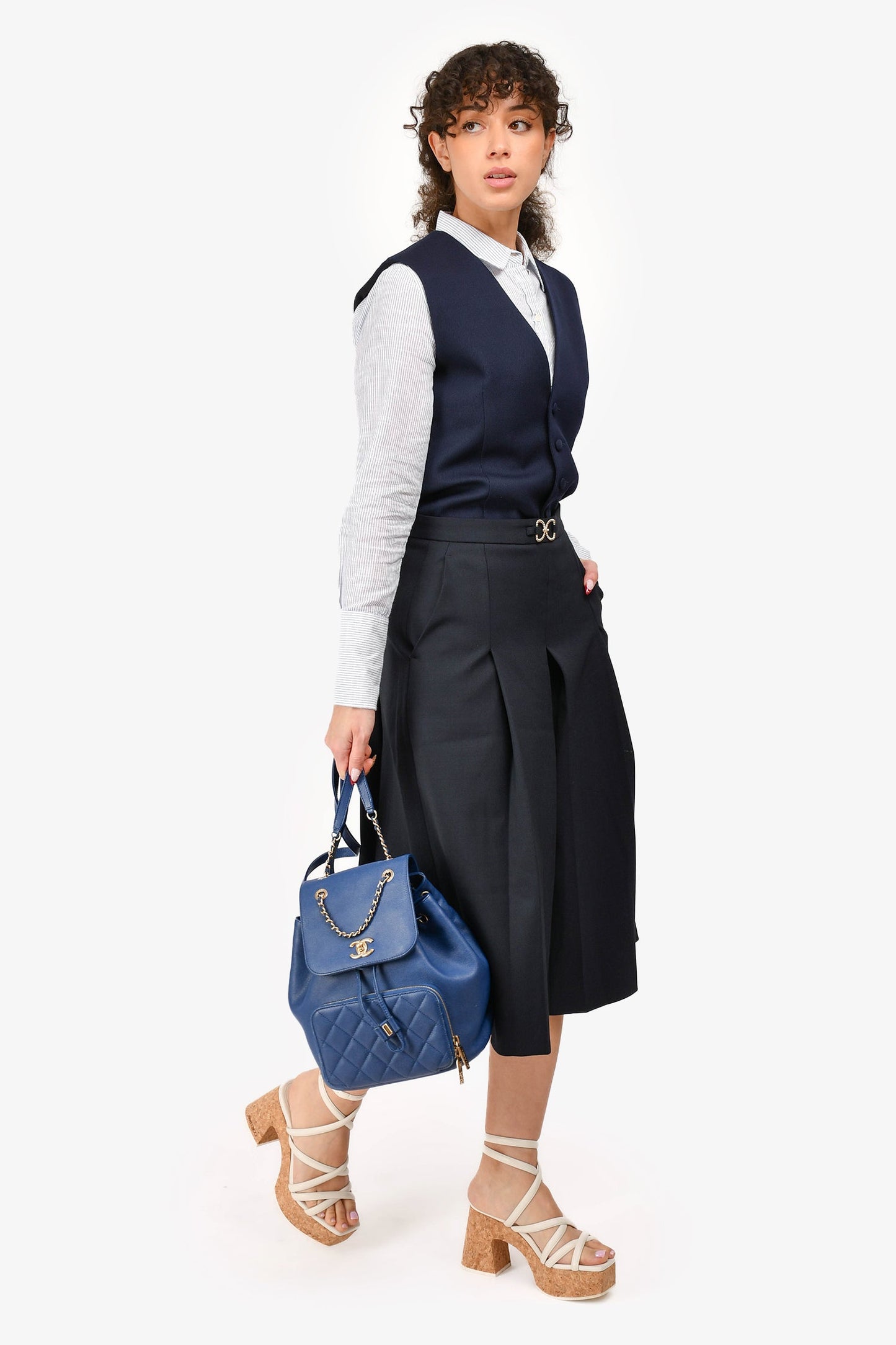 Pre-Loved Chanel™ 2017 Blue Caviar Leather Business Affinity GHW Backpack
