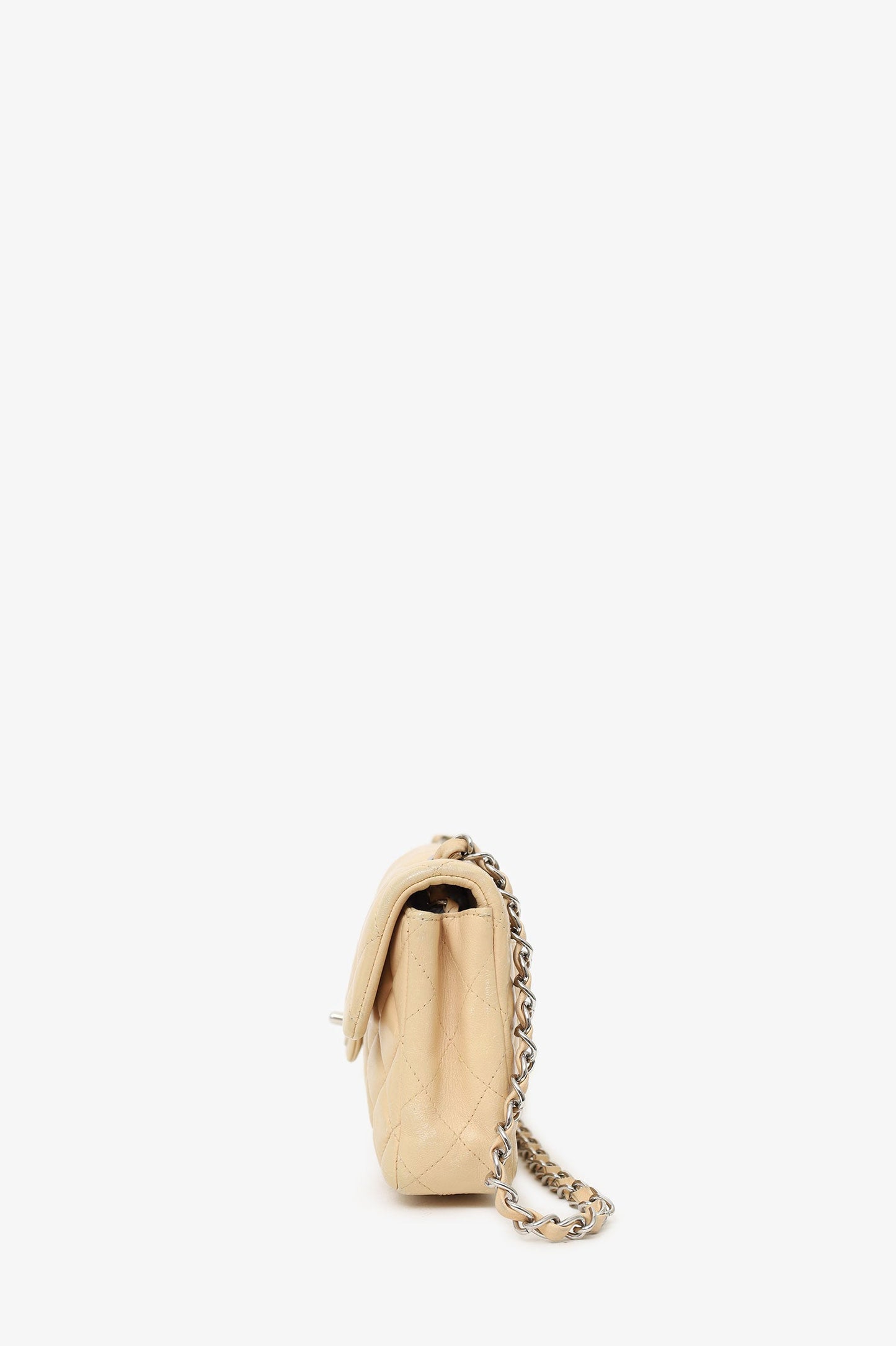Pre-loved Chanel™ 2010-11 Beige Quilted Lambskin East/West Single Flap Bag