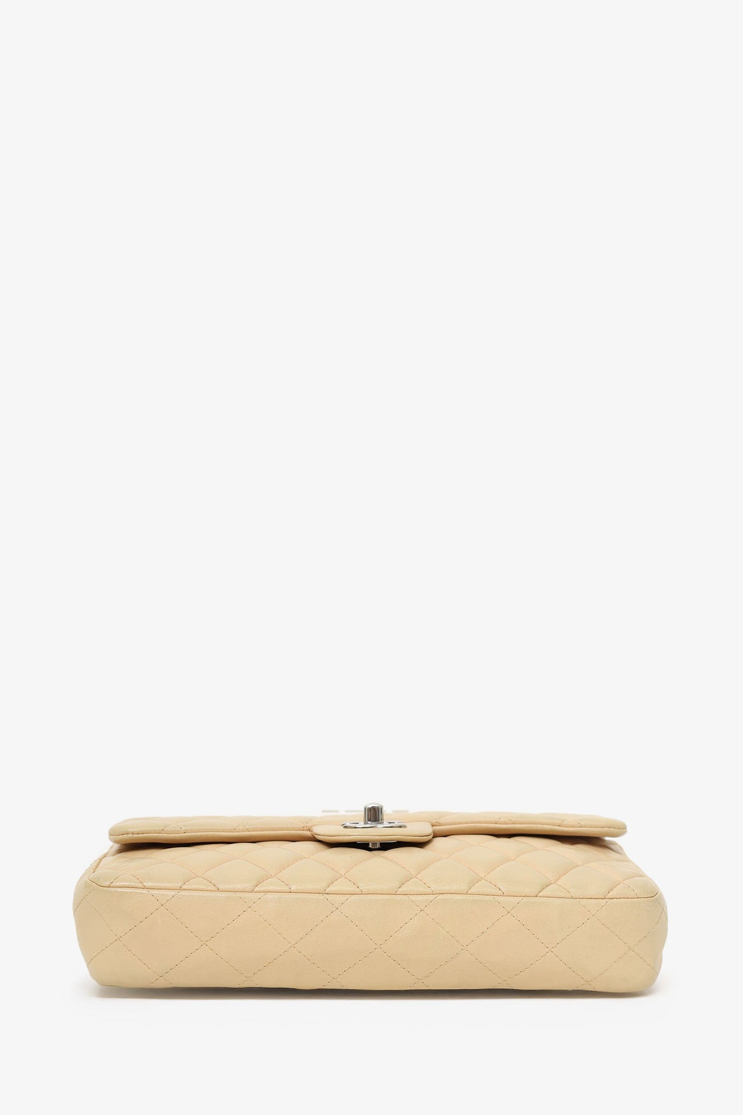 Pre-loved Chanel™ 2010-11 Beige Quilted Lambskin East/West Single Flap Bag