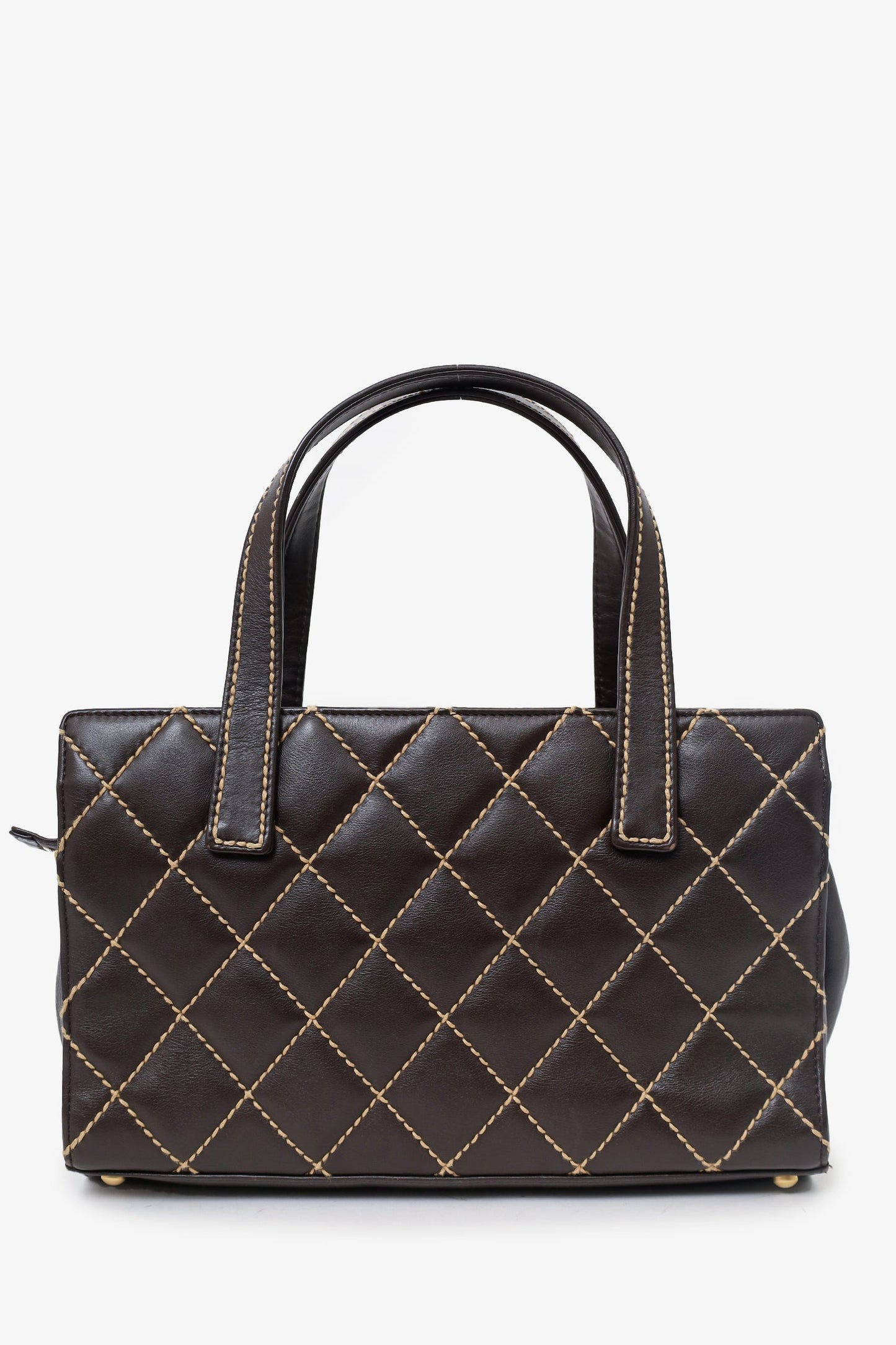 Pre-Loved Chanel™ 2004-05 Brown Leather Wild Stitch Coco Mark Leather Tote Bag