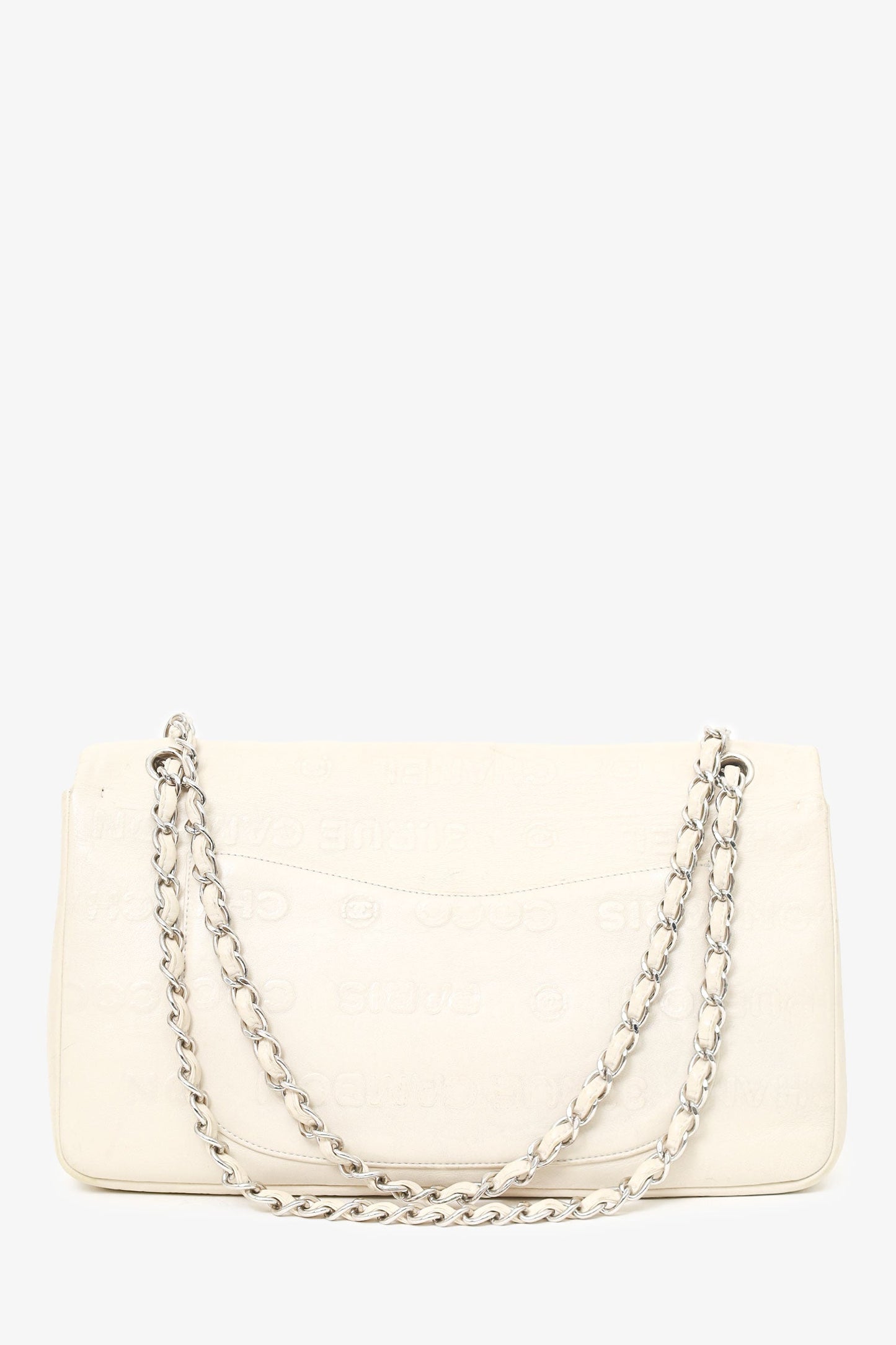 Pre-loved Chanel™ 2008-09 White Embossed CC Calfskin Unlimited Reissue 228 Flap Bag