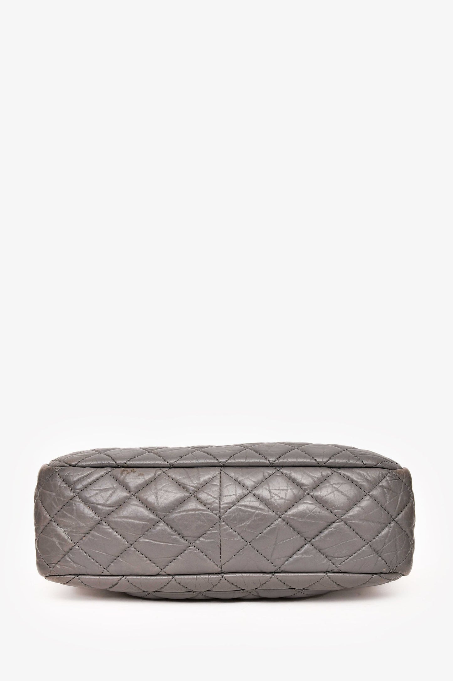 Pre-Loved Chanel™ 2008-2009 Grey Crackled Leather Quilted Reissue Camera Bag (As Is)