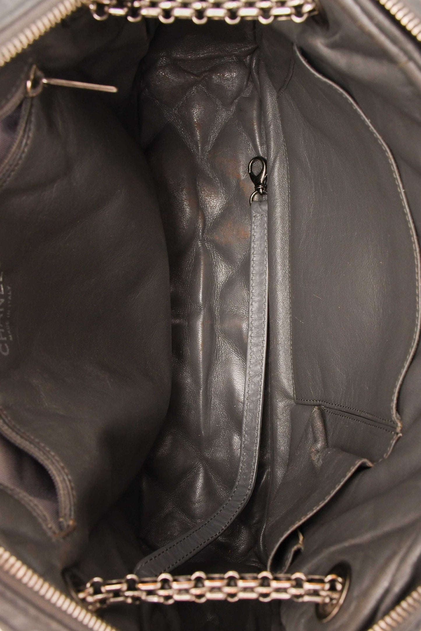 Pre-Loved Chanel™ 2008-2009 Grey Crackled Leather Quilted Reissue Camera Bag (As Is)
