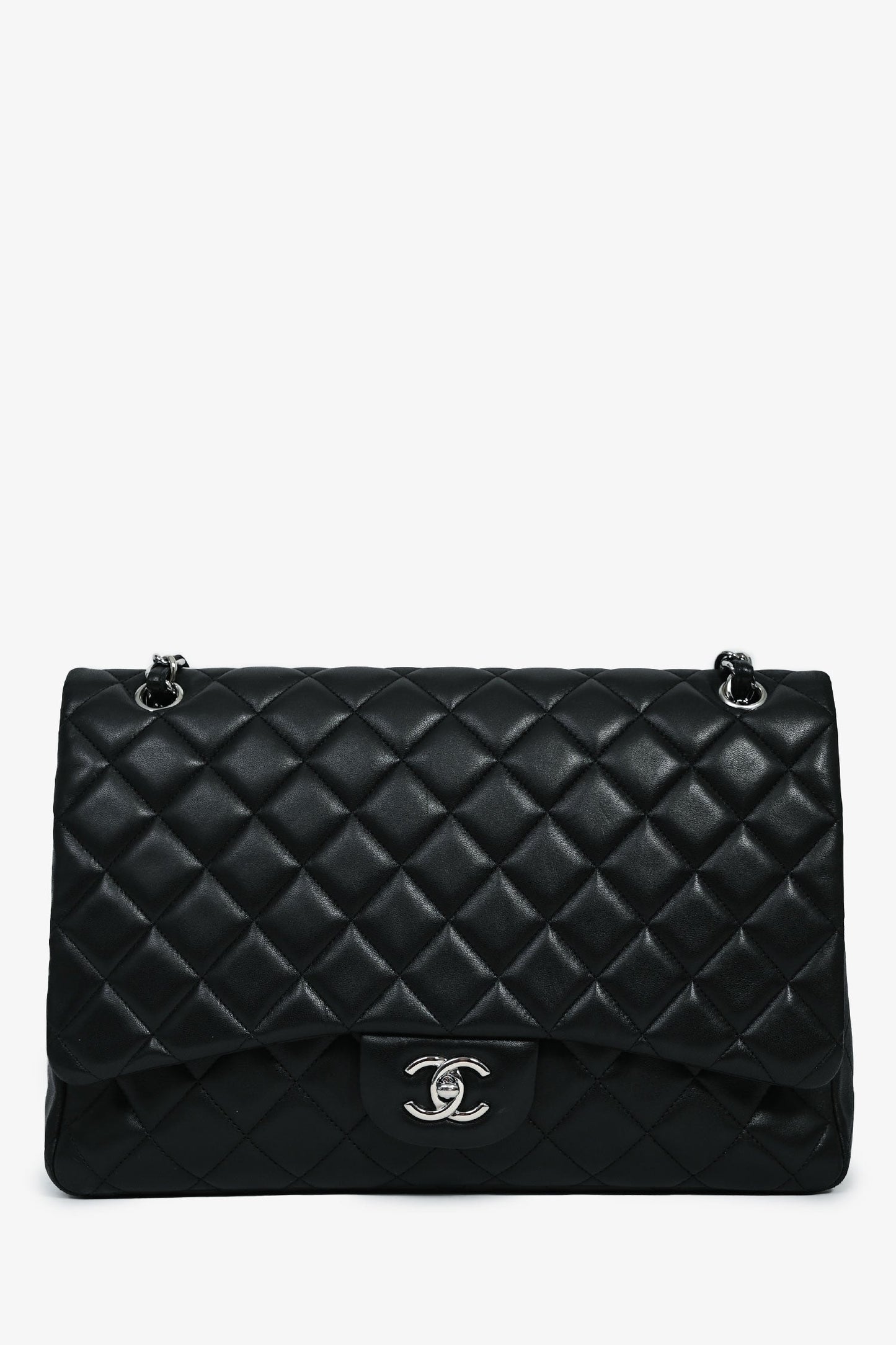 Pre-Loved Chanel™ 2011 Black Lambskin Classic Single Maxi Flap Bag