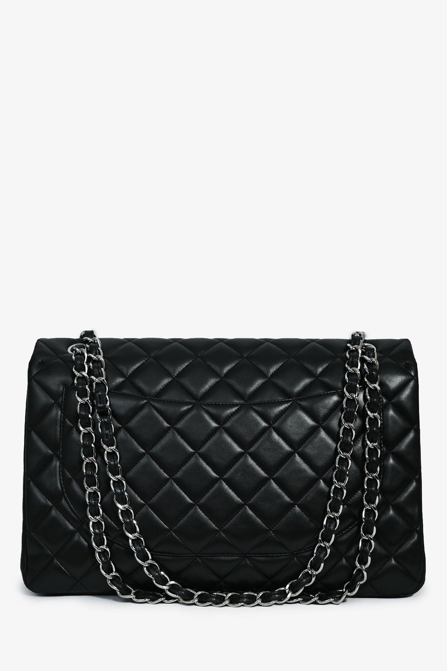 Pre-Loved Chanel™ 2011 Black Lambskin Classic Single Maxi Flap Bag