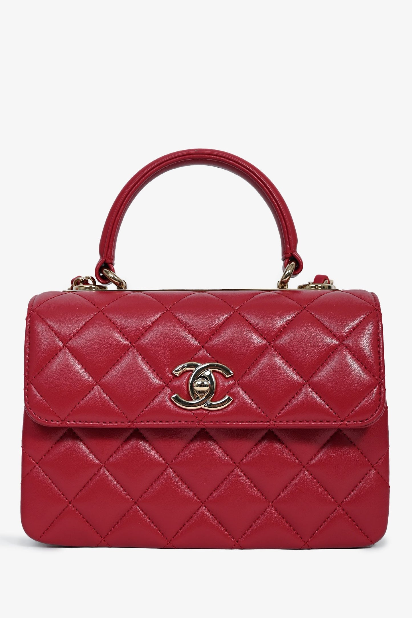 Pre-Loved Chanel™ Magenta Leather Trendy CC Small Top Handle