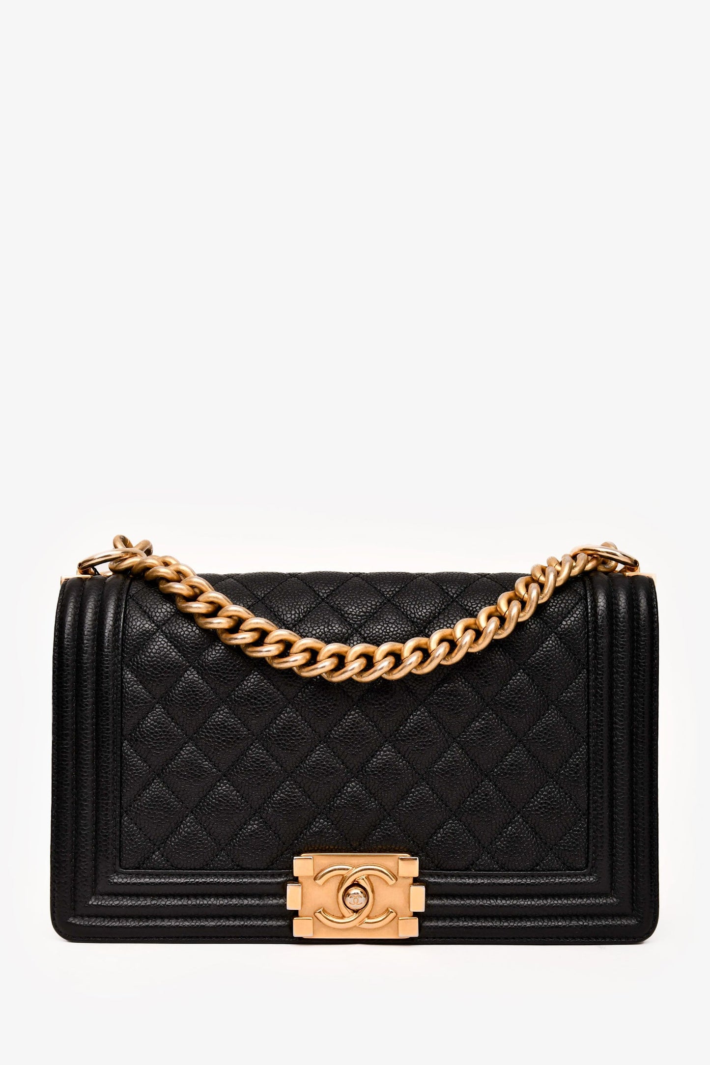 Pre-Loved Chanel™ 2016-17 Black Caviar Leather New Medium Boy Crossbody (As Is)