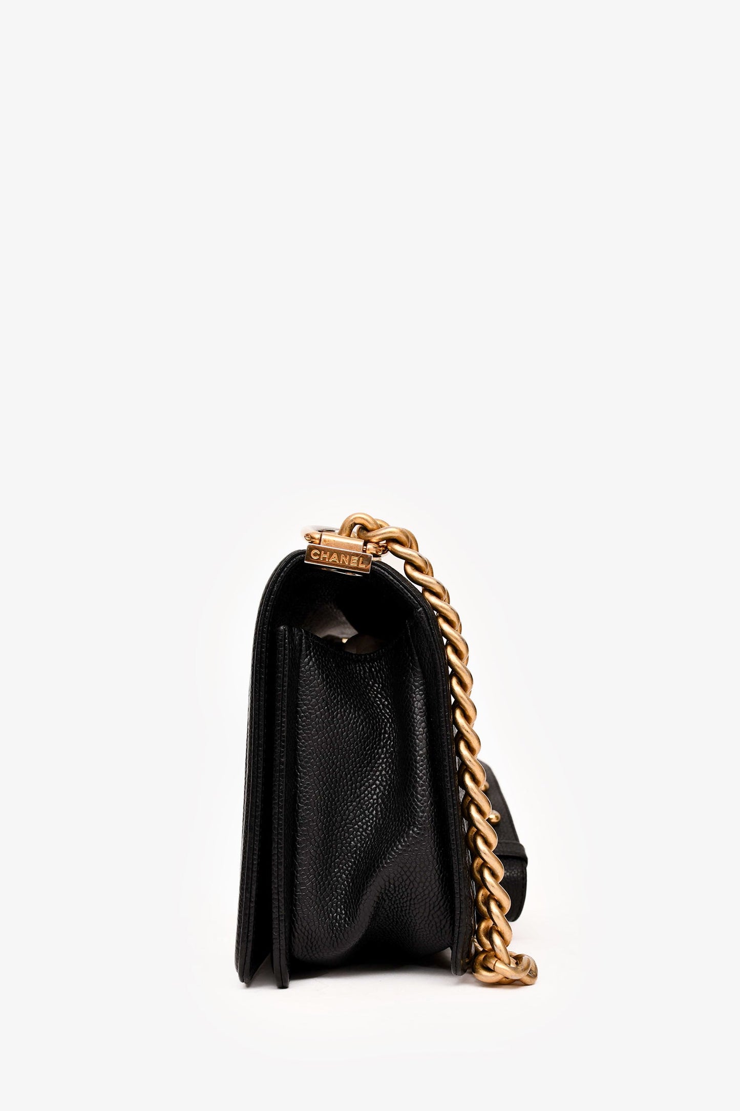 Pre-Loved Chanel™ 2016-17 Black Caviar Leather New Medium Boy Crossbody (As Is)