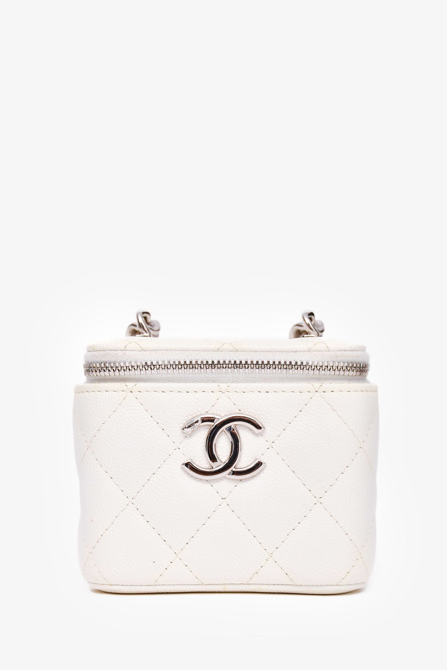 Pre-Loved Chanel™ 2022 White Caviar Leather Mini Vanity Case (As Is)