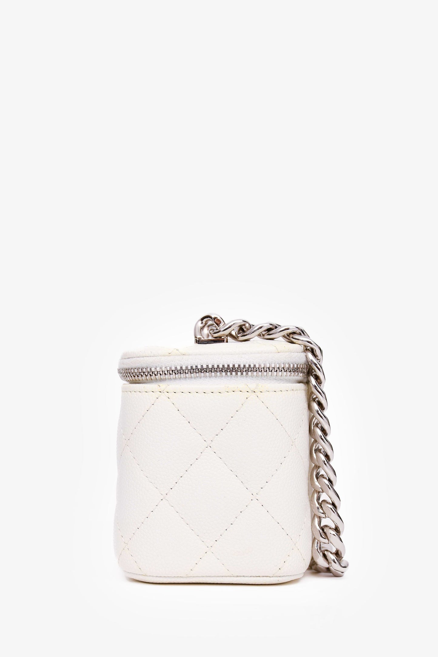 Pre-Loved Chanel™ 2022 White Caviar Leather Mini Vanity Case (As Is)