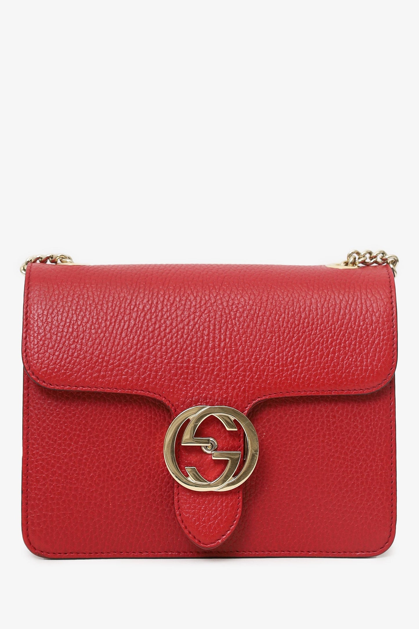 Gucci Red Leather Interlocking G Small Dollar Crossbody Bag